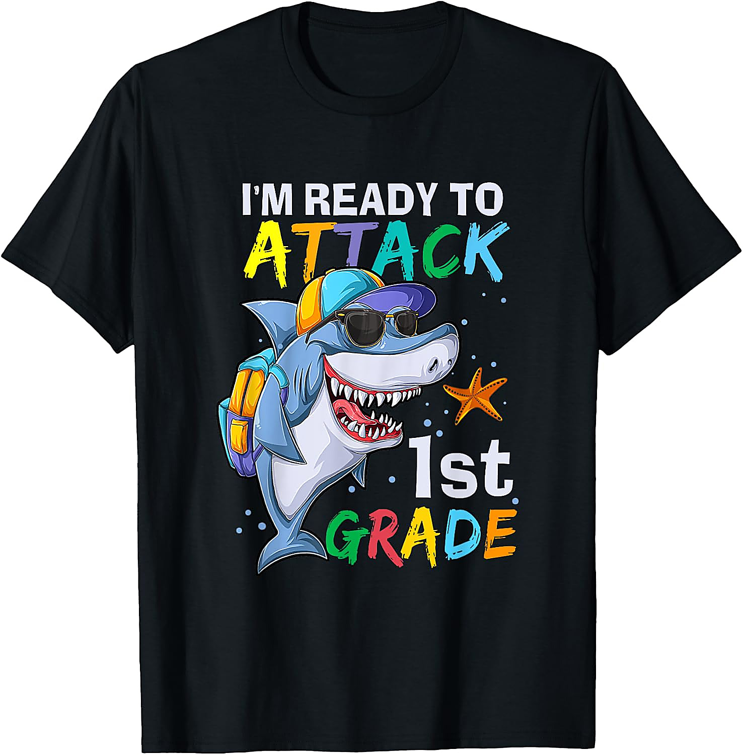 Ready to Attack 1st Grade Shark T-Shirt | Back to School