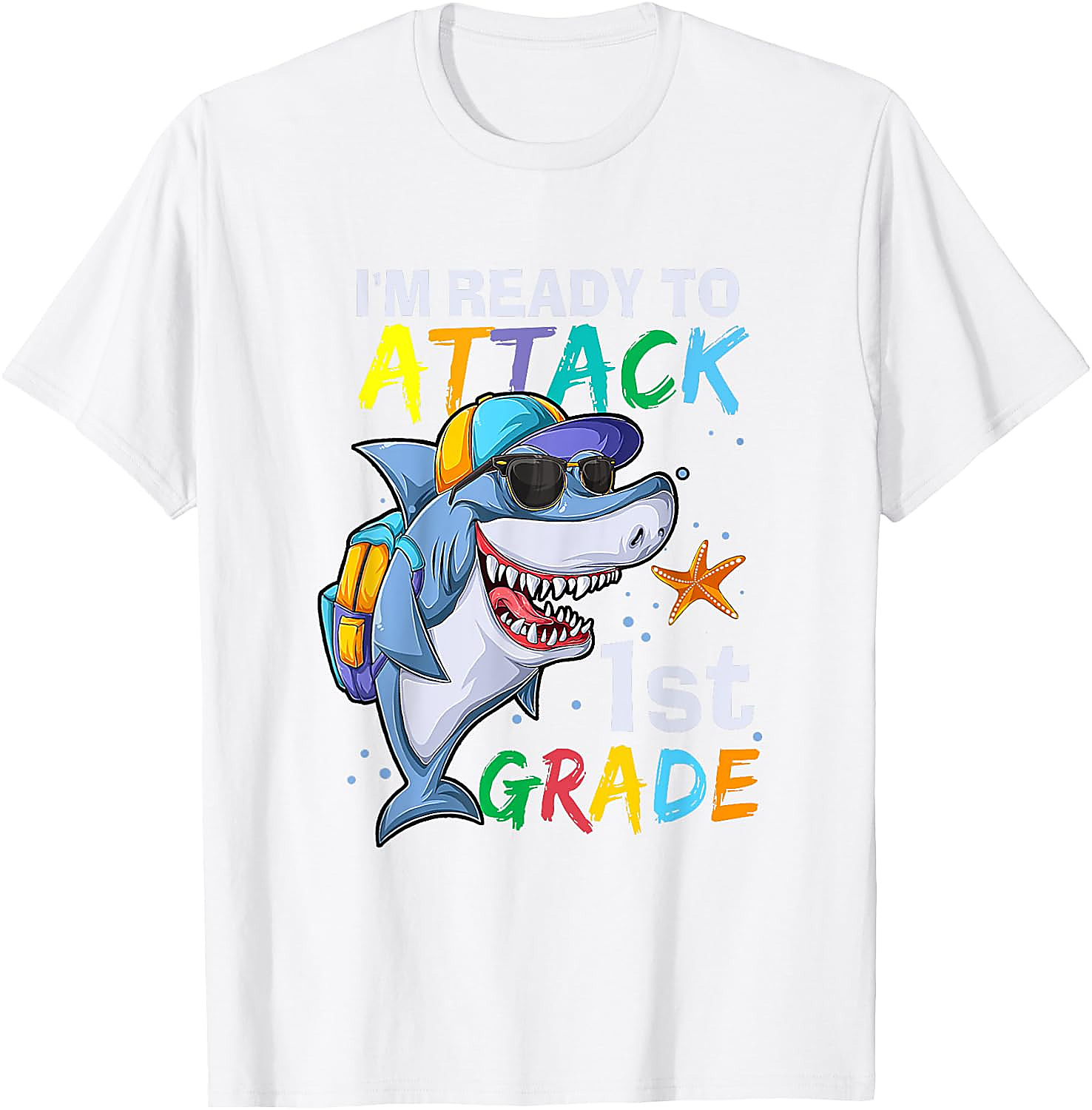 Ready to Attack 1st Grade Shark T-Shirt | Back to School