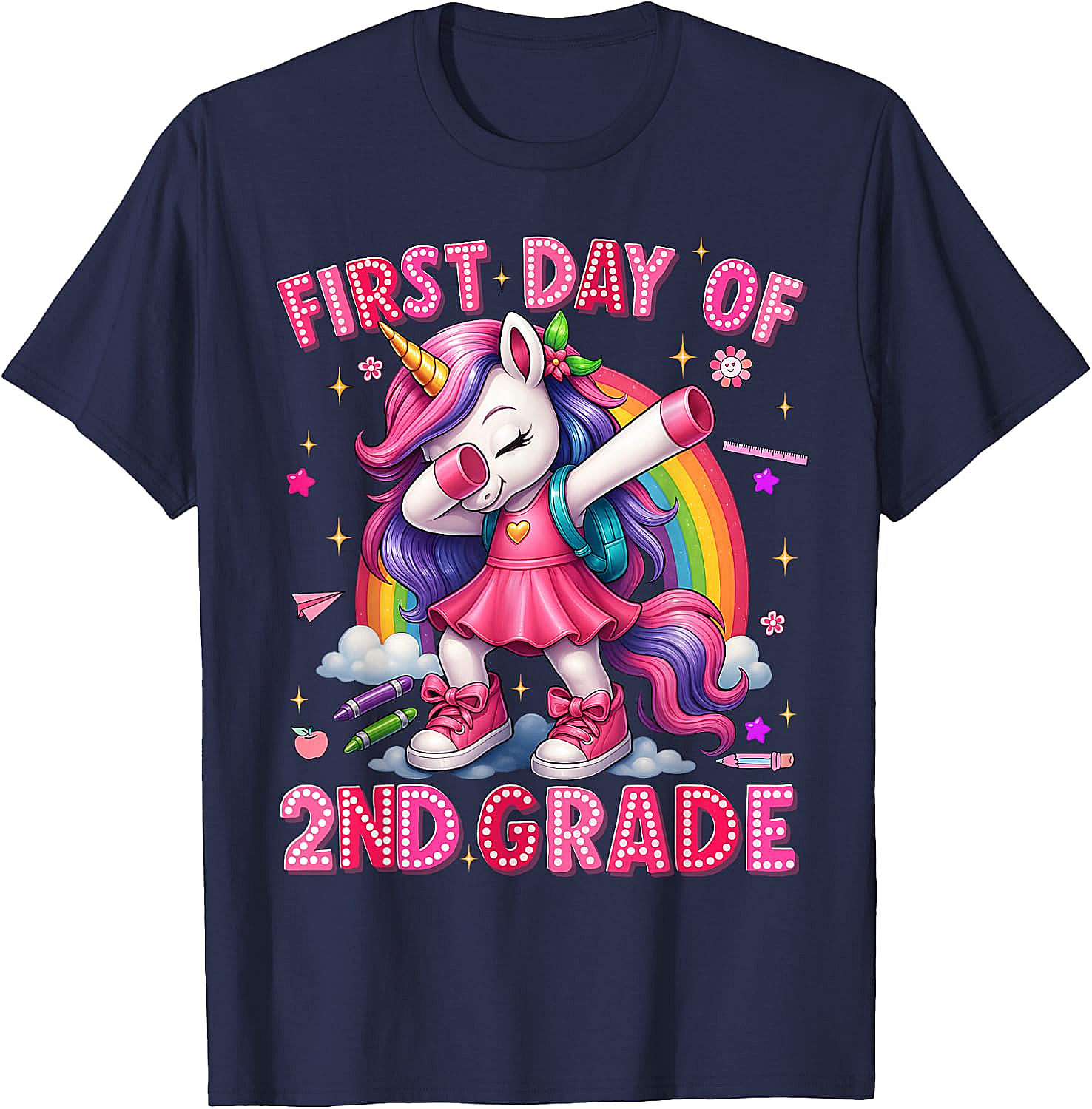2nd Grade Unicorn Back to School T-Shirt Girls Outfits