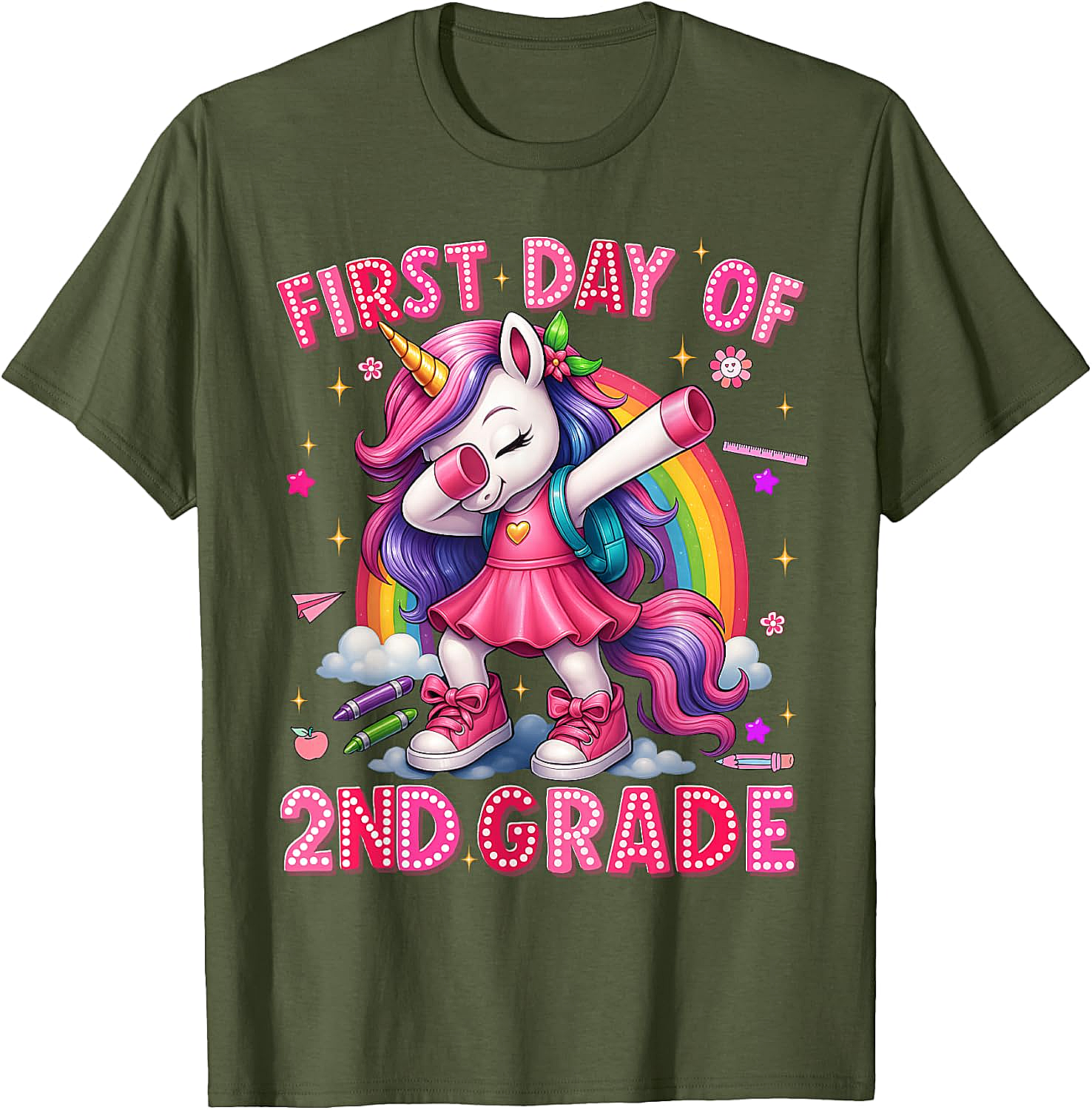 2nd Grade Unicorn Back to School T-Shirt Girls Outfits