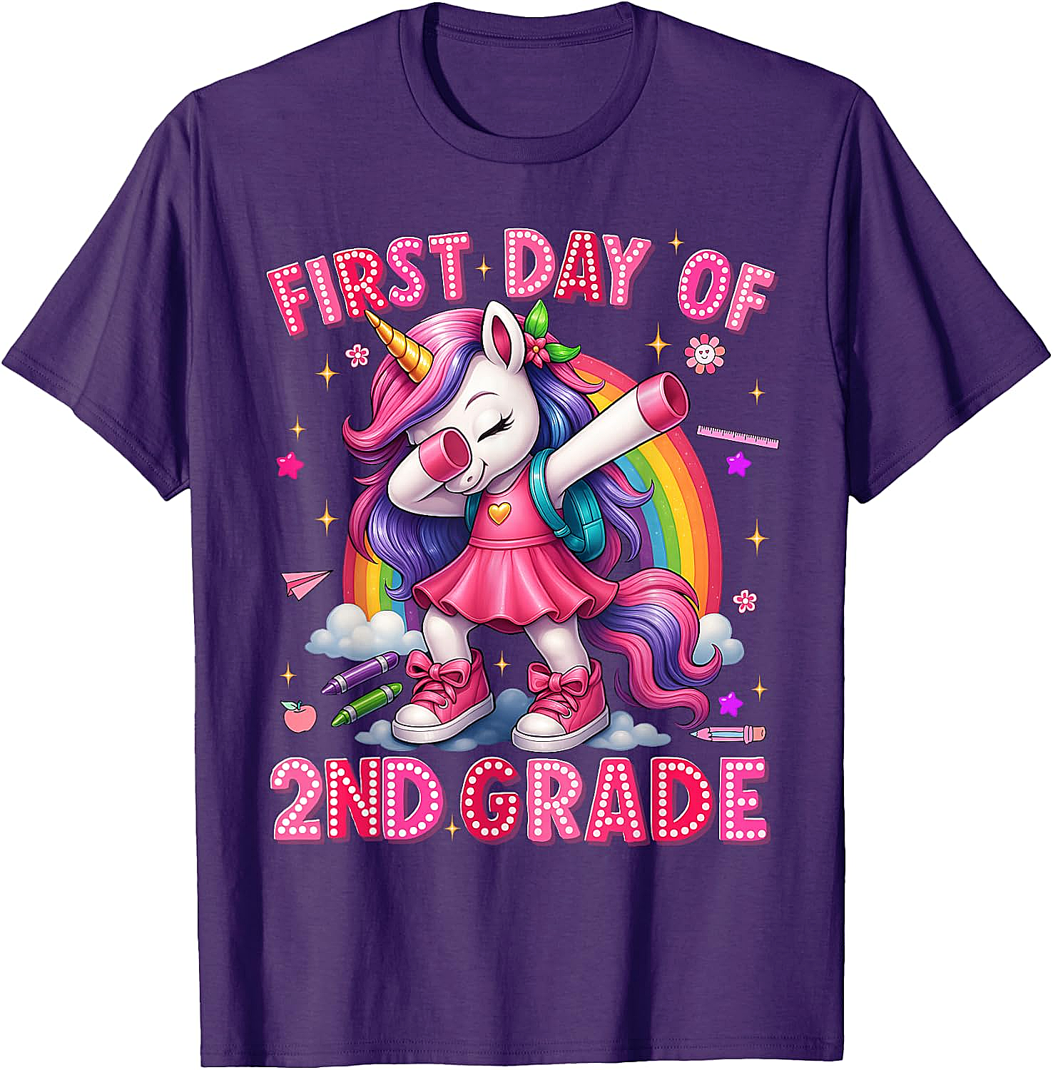 2nd Grade Unicorn Back to School T-Shirt Girls Outfits