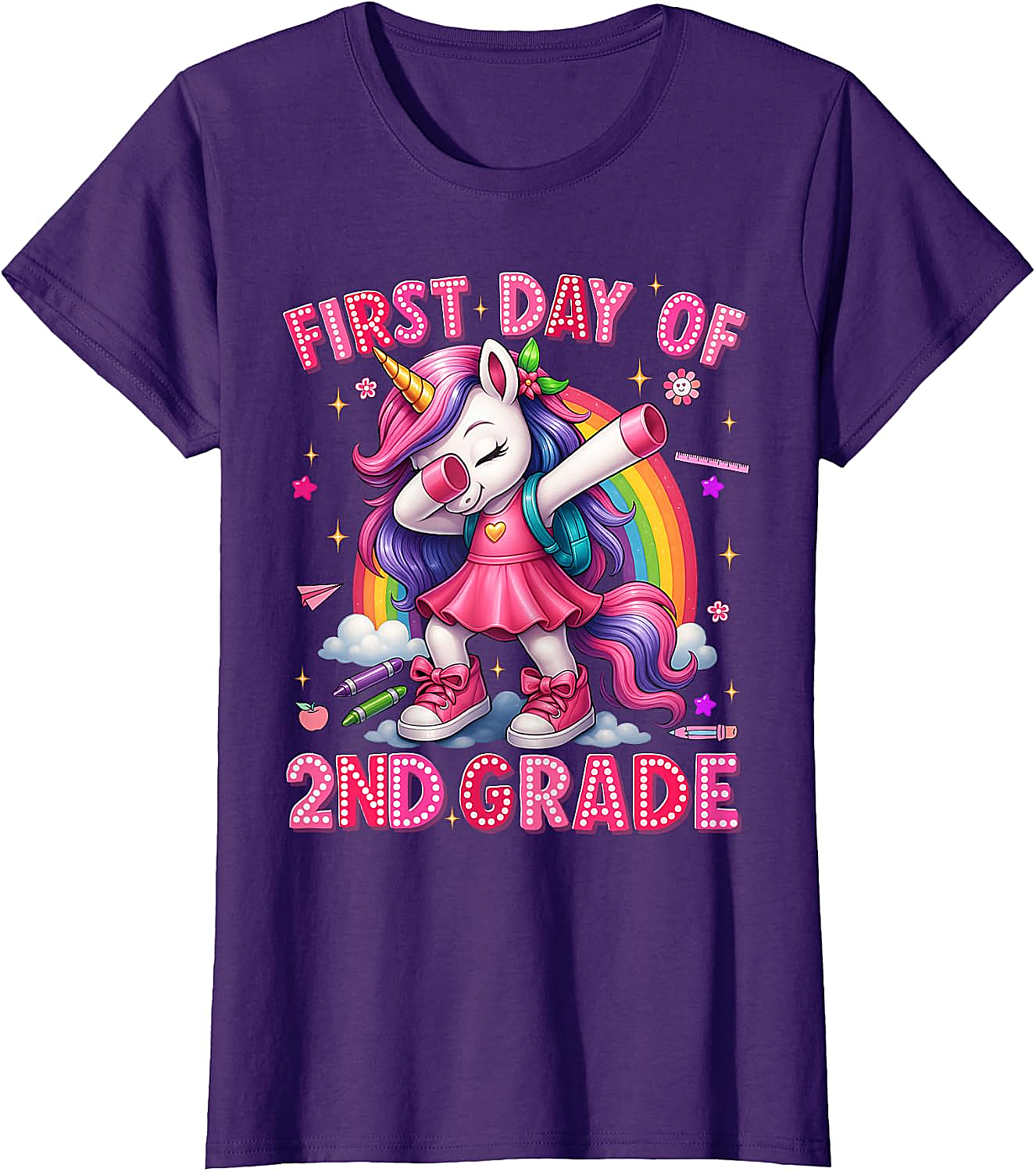 2nd Grade Unicorn Back to School T-Shirt Girls Outfits