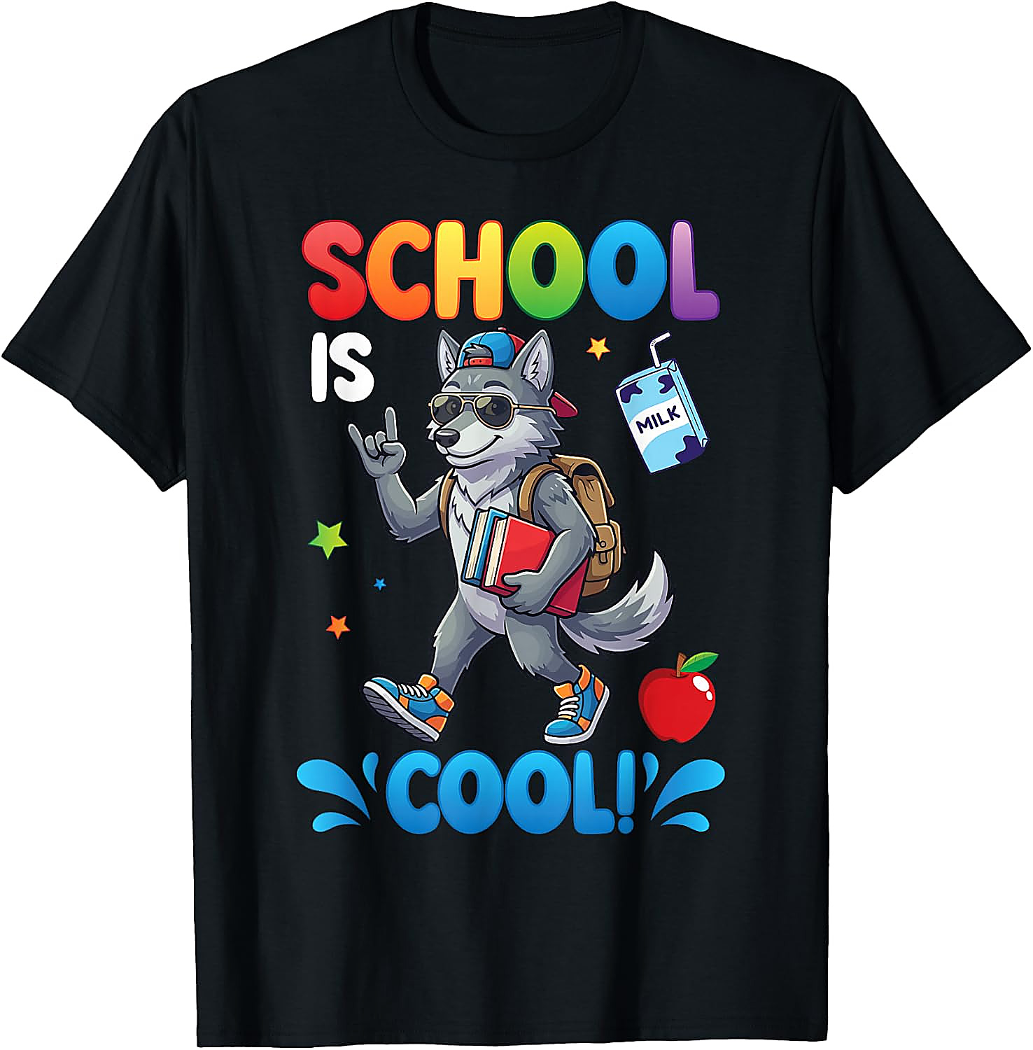 School is Cool Wolf T-Shirt for Kids | Back to School Tee