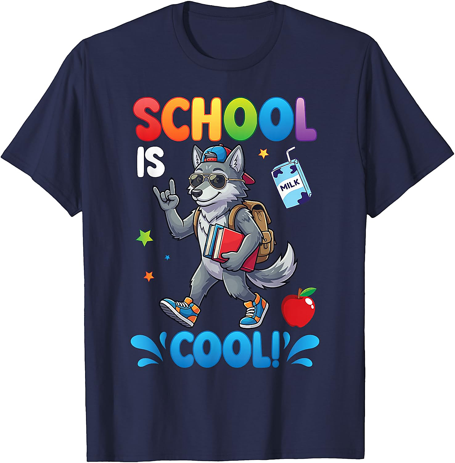 School is Cool Wolf T-Shirt for Kids | Back to School Tee