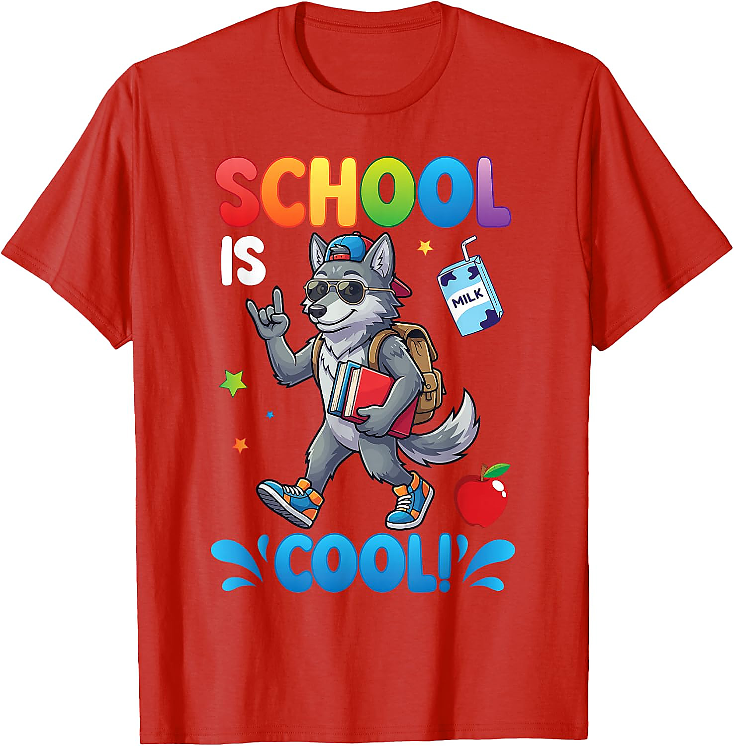 School is Cool Wolf T-Shirt for Kids | Back to School Tee