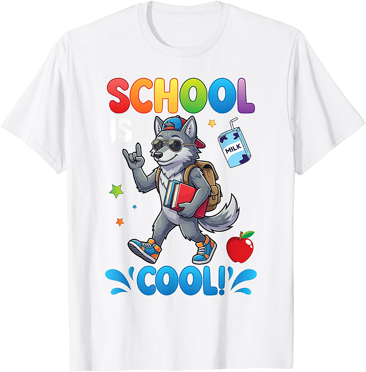 School is Cool Wolf T-Shirt for Kids | Back to School Tee