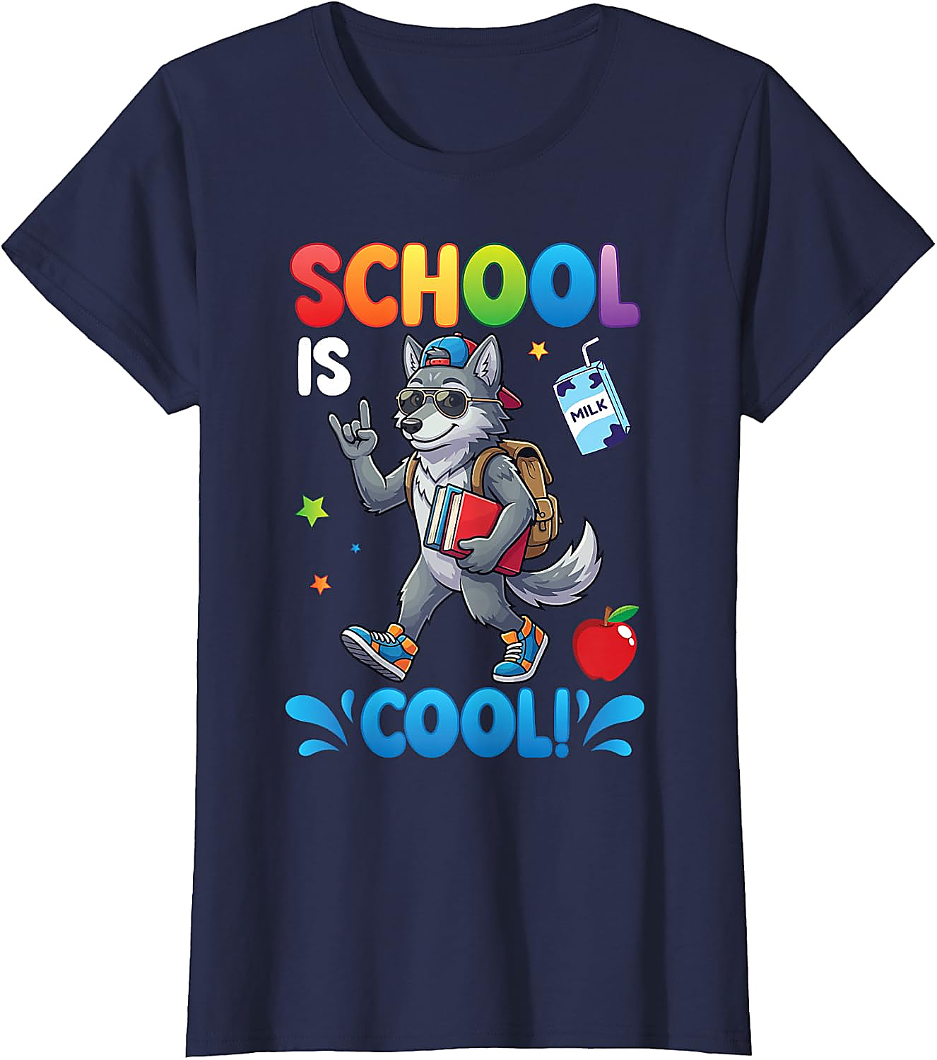School is Cool Wolf T-Shirt for Kids | Back to School Tee