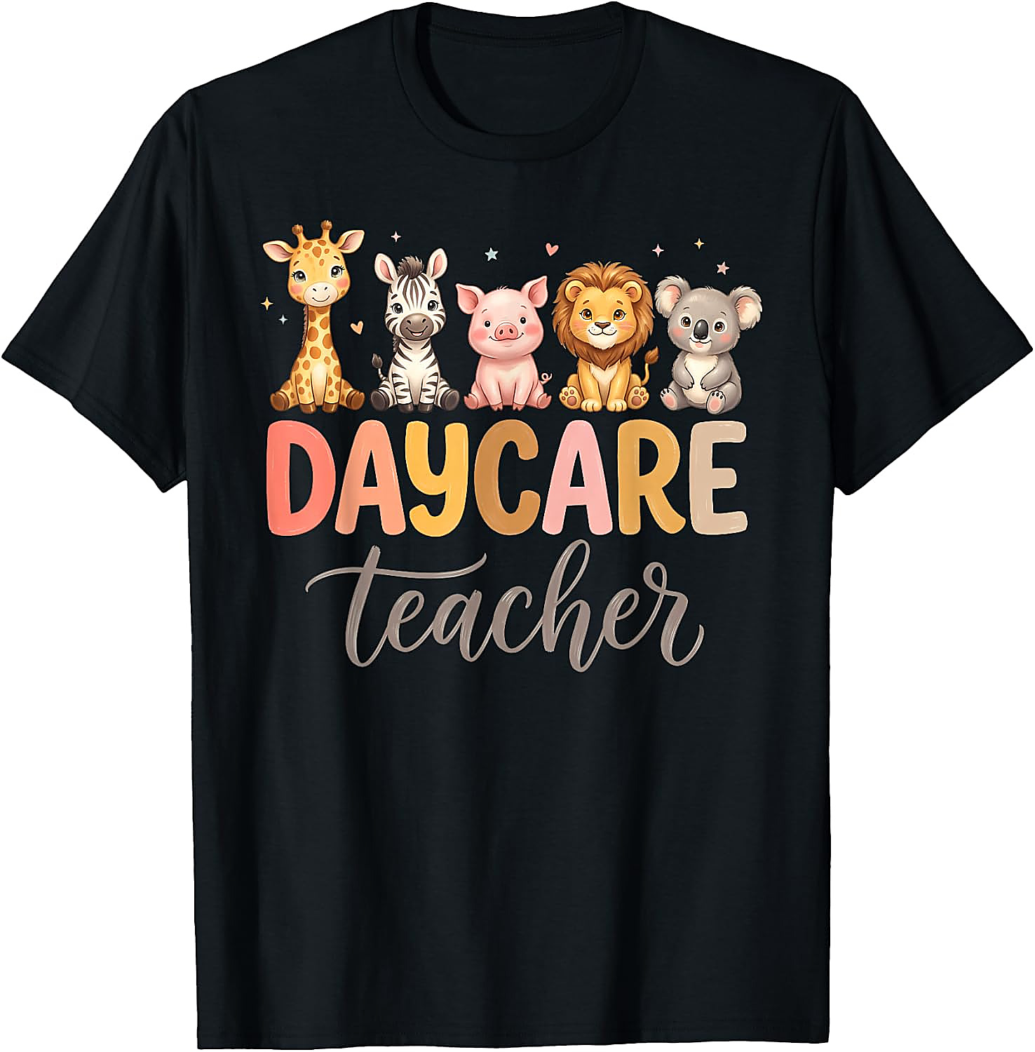 Daycare Teacher T-Shirt | Cute Animals Graphic Tee Gift