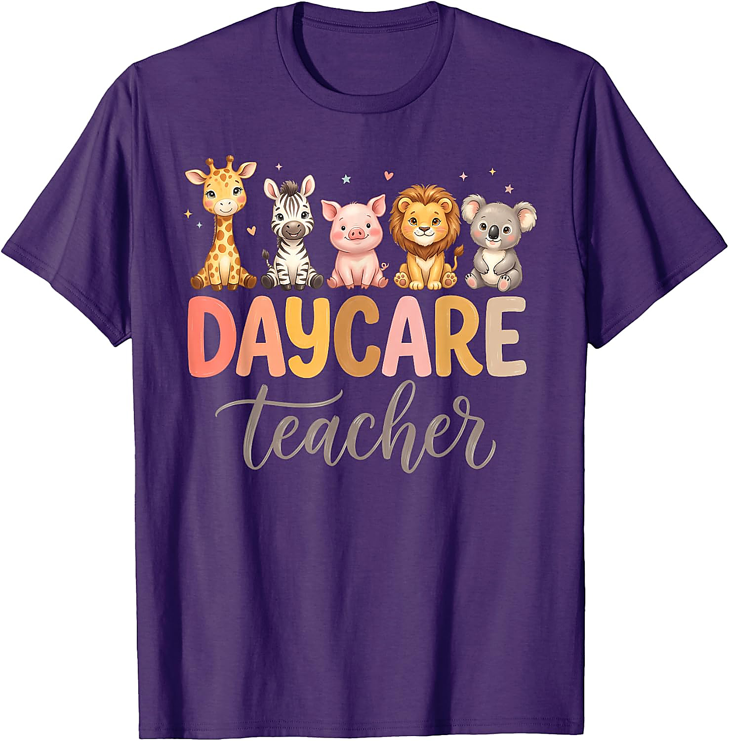 Daycare Teacher T-Shirt | Cute Animals Graphic Tee Gift