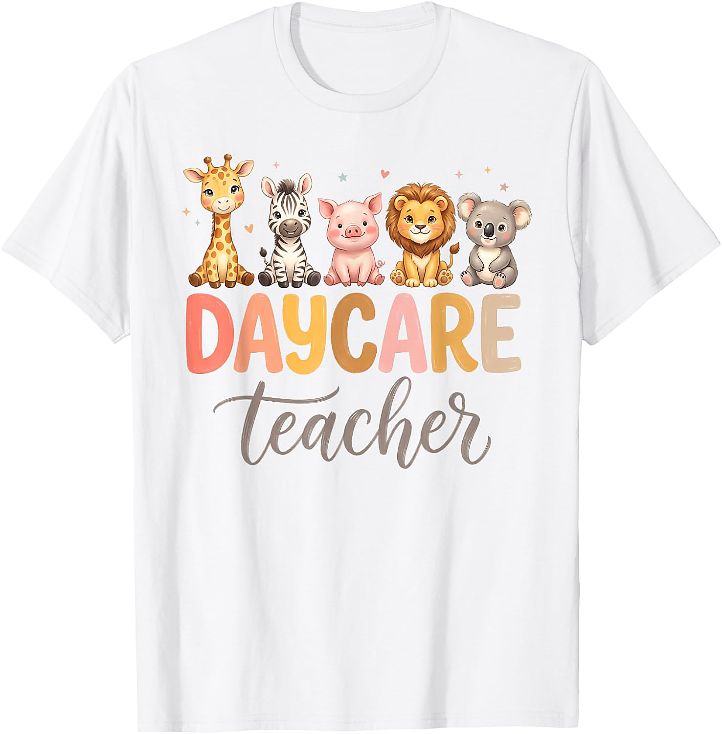 Daycare Teacher T-Shirt | Cute Animals Graphic Tee Gift