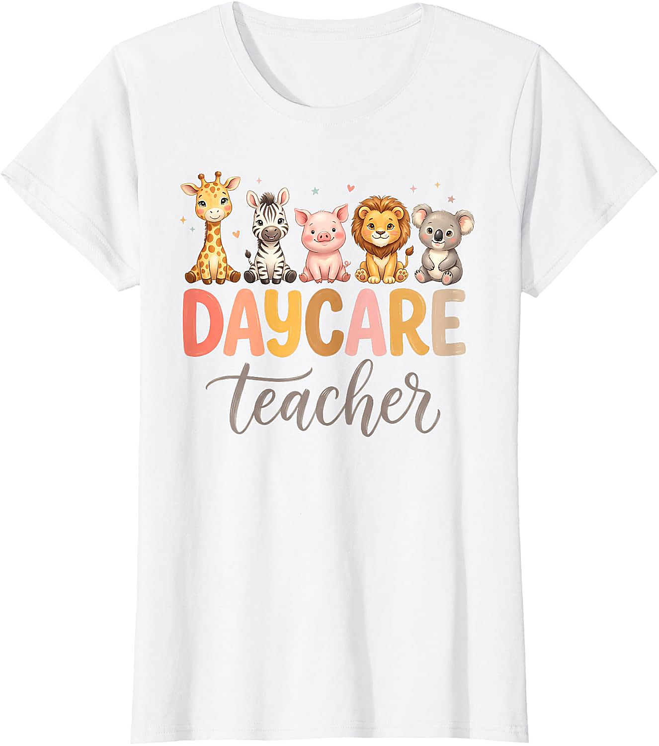 Daycare Teacher T-Shirt | Cute Animals Graphic Tee Gift