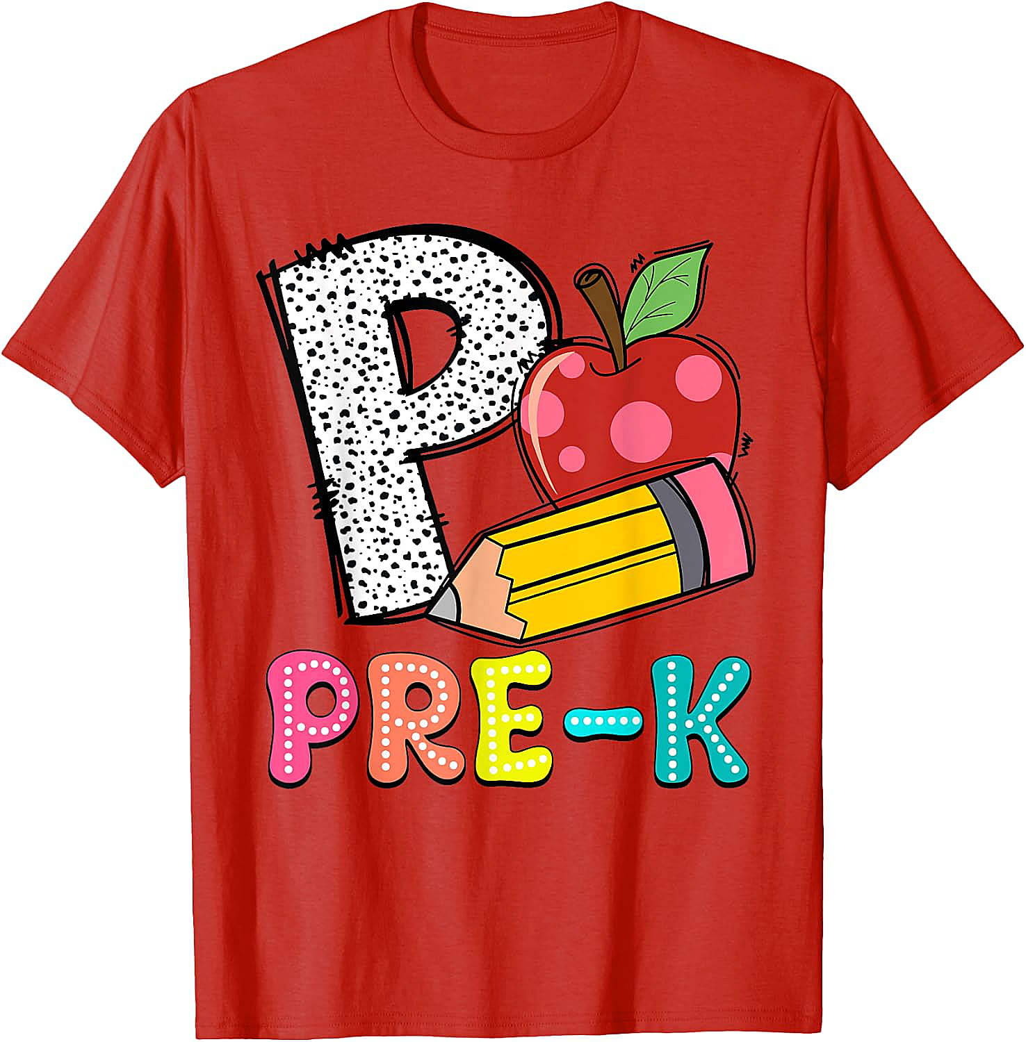 Pre-K Teacher Pencil Apple Back to School T-Shirt