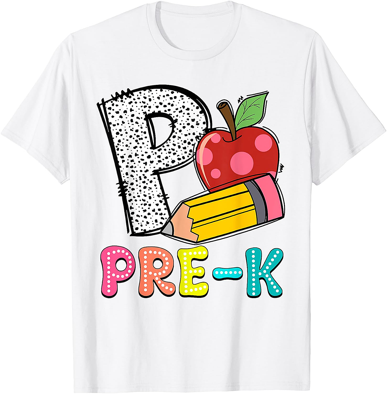  Pre-K Teacher Pencil Apple Back to School T-Shirt