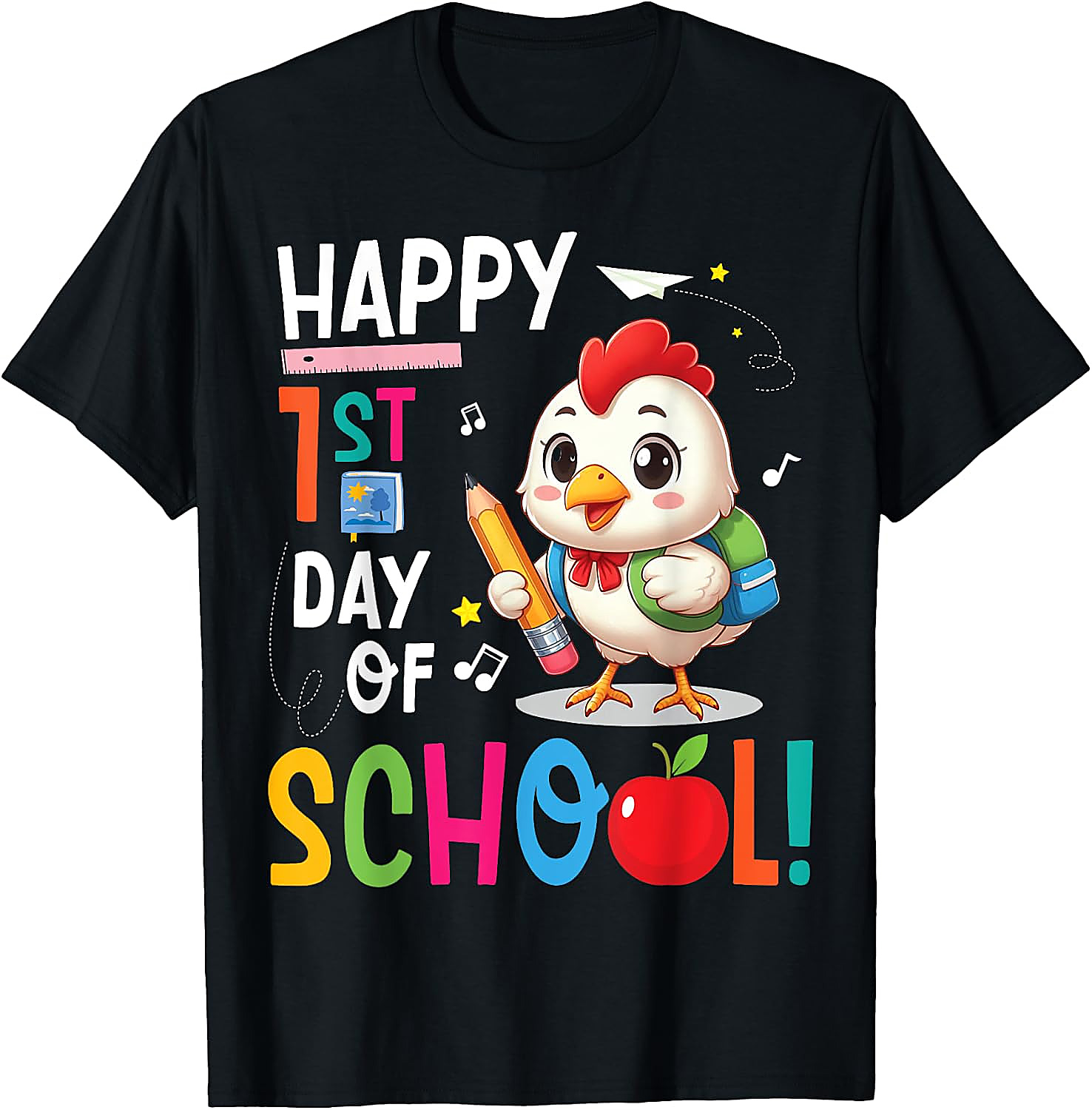 Happy 1st Day of School Chicken T-Shirt | Kids School Tee