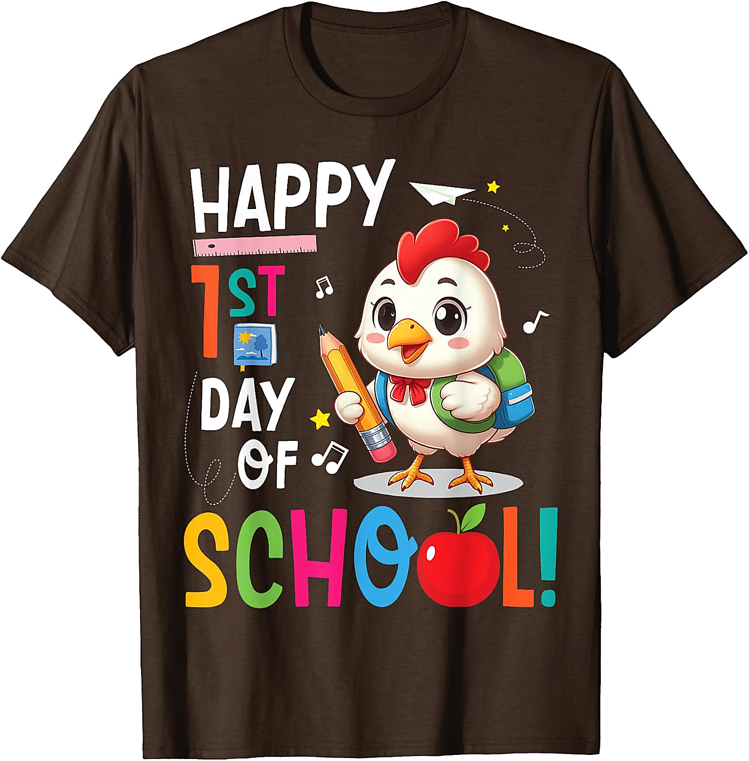 Happy 1st Day of School Chicken T-Shirt | Kids School Tee
