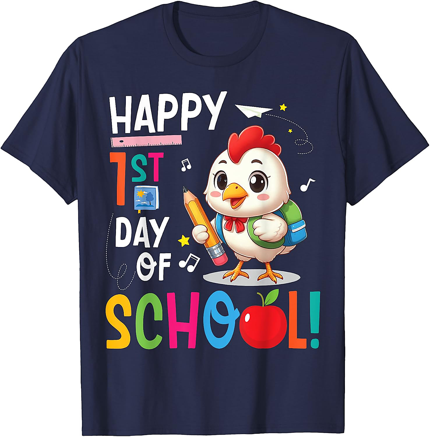 Happy 1st Day of School Chicken T-Shirt | Kids School Tee