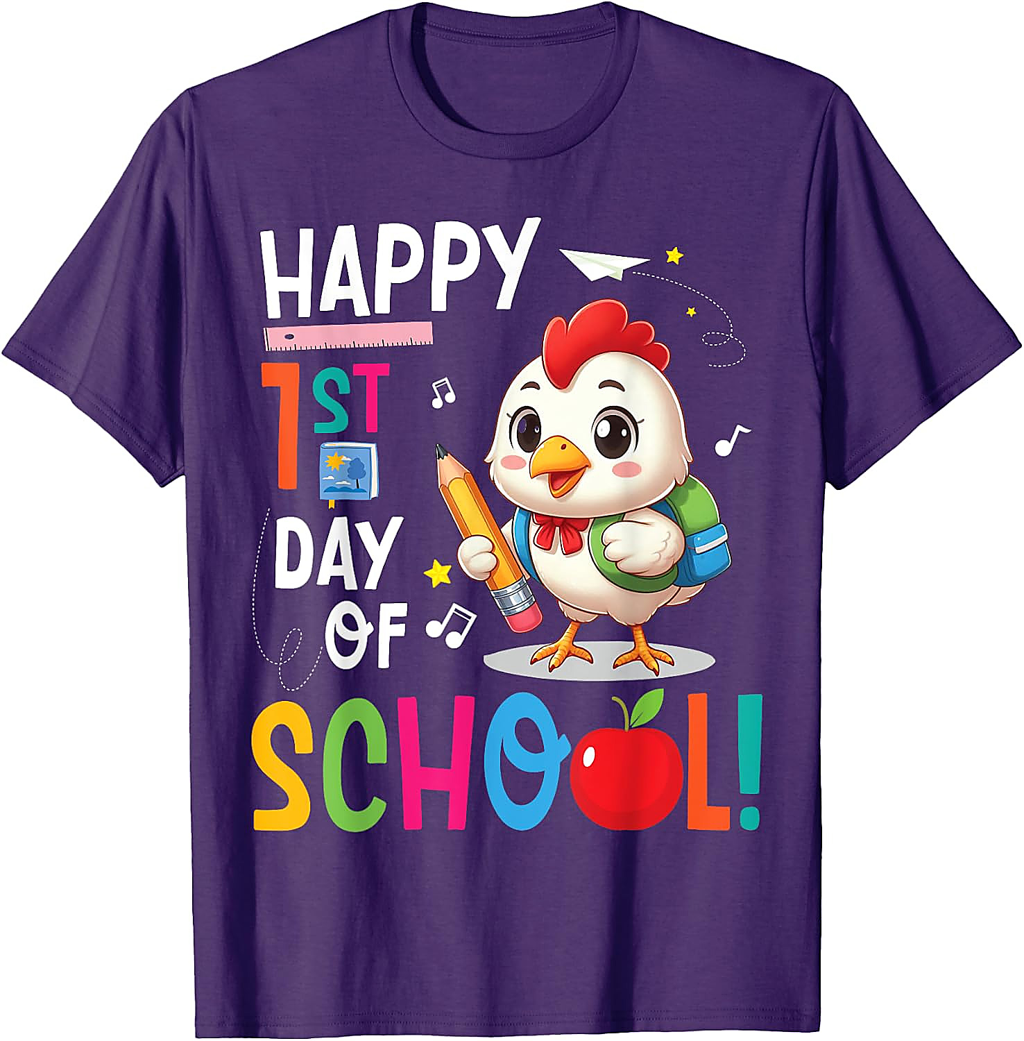 Happy 1st Day of School Chicken T-Shirt | Kids School Tee