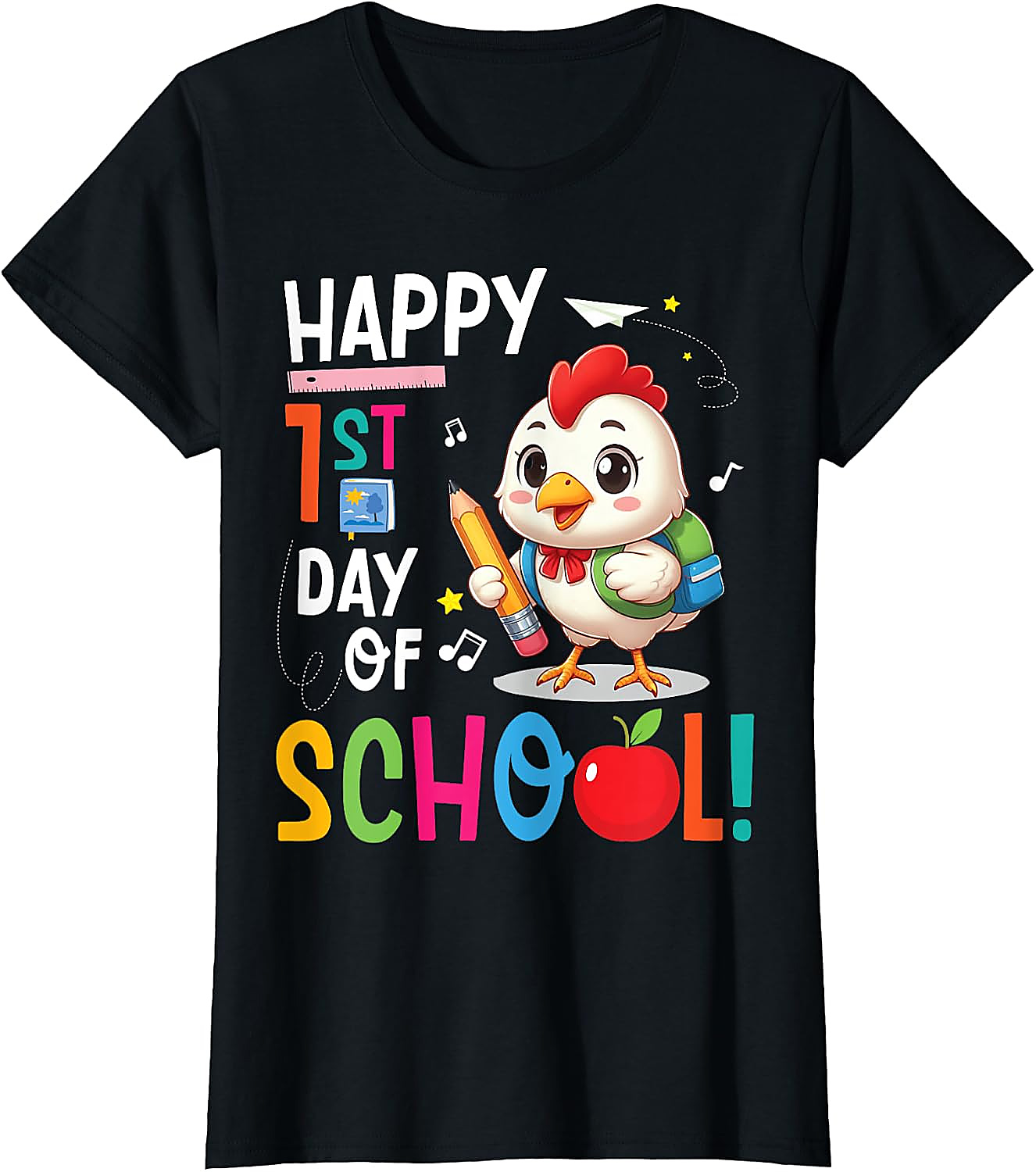 Happy 1st Day of School Chicken T-Shirt | Kids School Tee