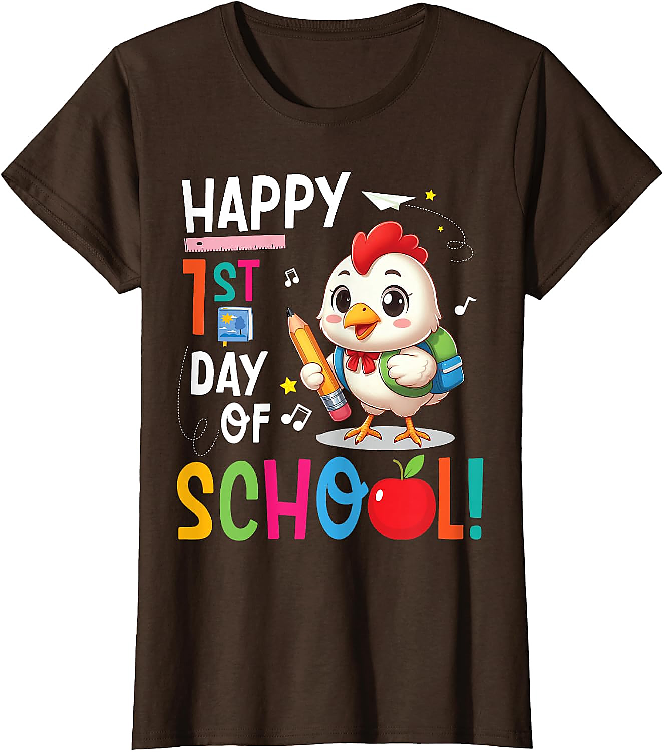 Happy 1st Day of School Chicken T-Shirt | Kids School Tee