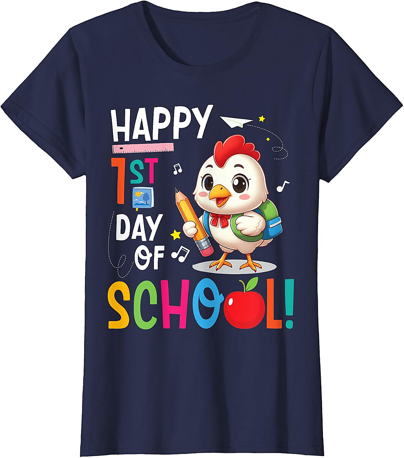 Happy 1st Day of School Chicken T-Shirt | Kids School Tee