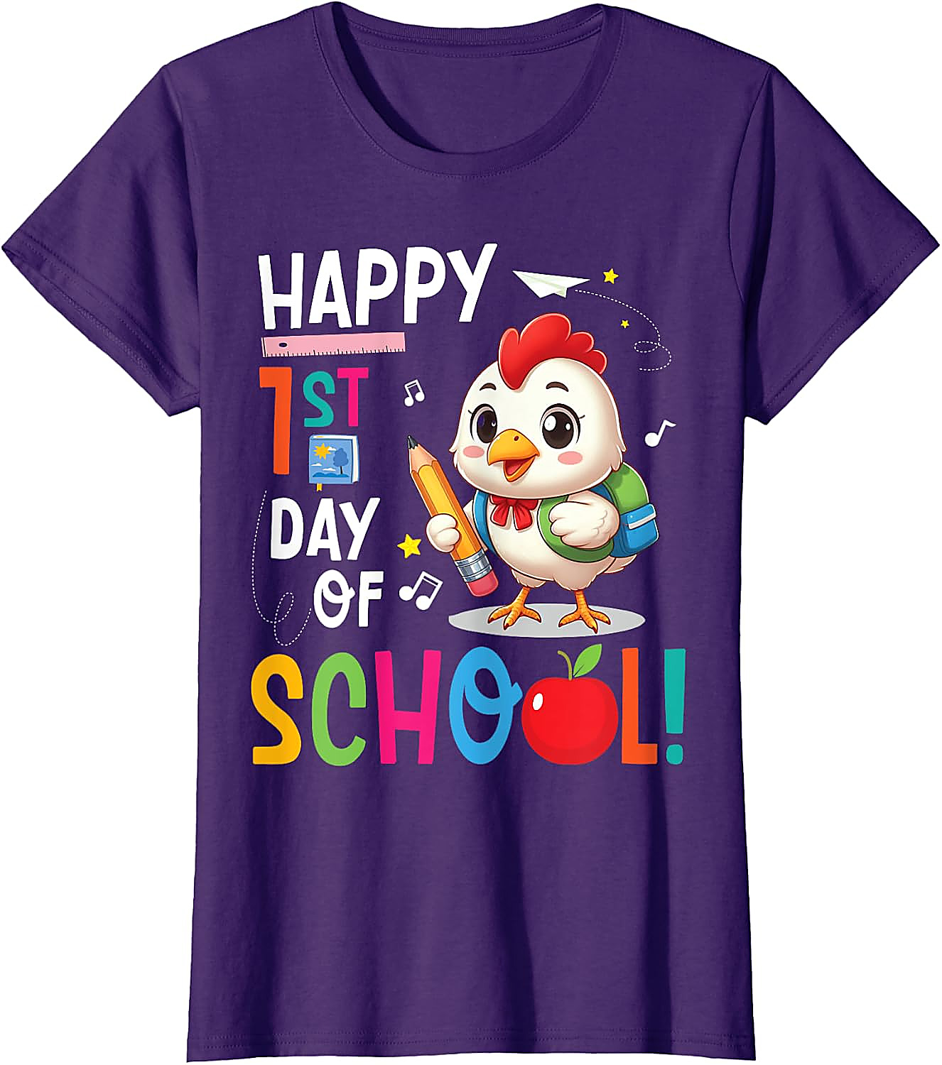 Happy 1st Day of School Chicken T-Shirt | Kids School Tee