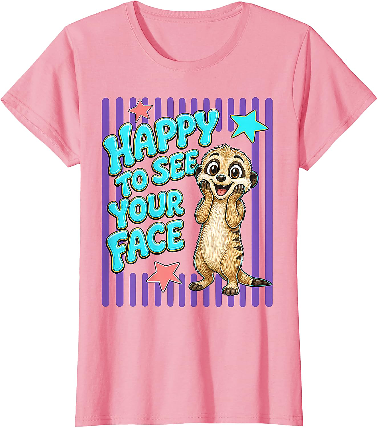 Happy to See Your Face Teacher T-Shirt | Cute Meerkat Tee