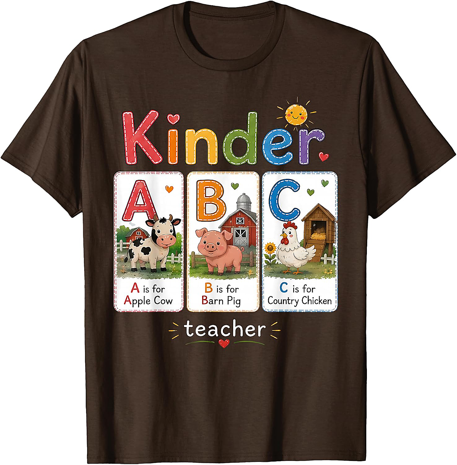 Kinder Teacher Farm Animal ABC T-Shirt | Back to School Tee