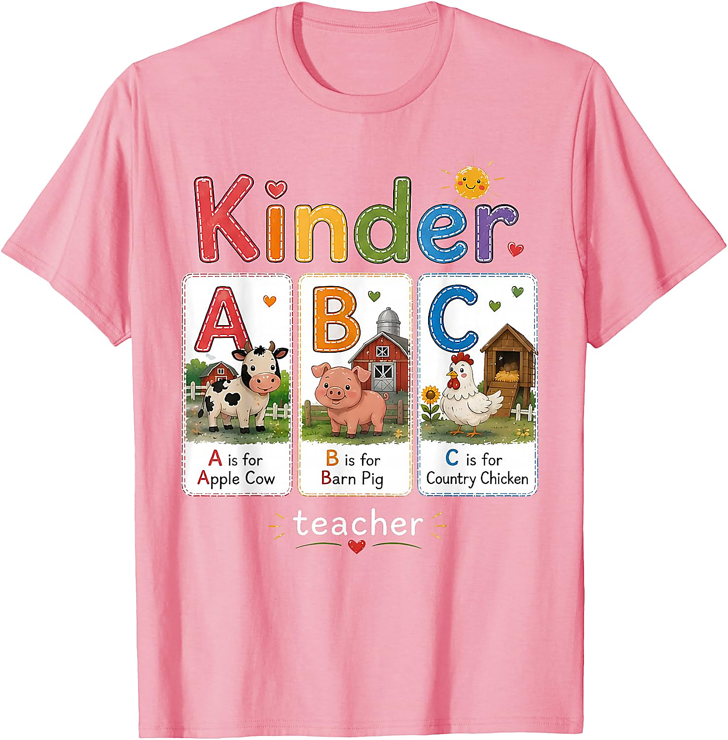 Kinder Teacher Farm Animal ABC T-Shirt | Back to School Tee