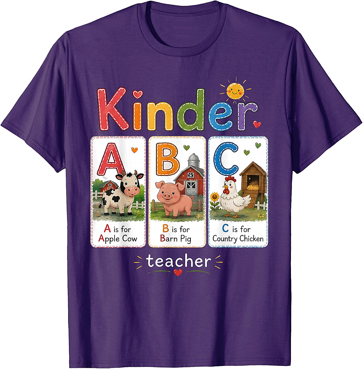 Kinder Teacher Farm Animal ABC T-Shirt | Back to School Tee