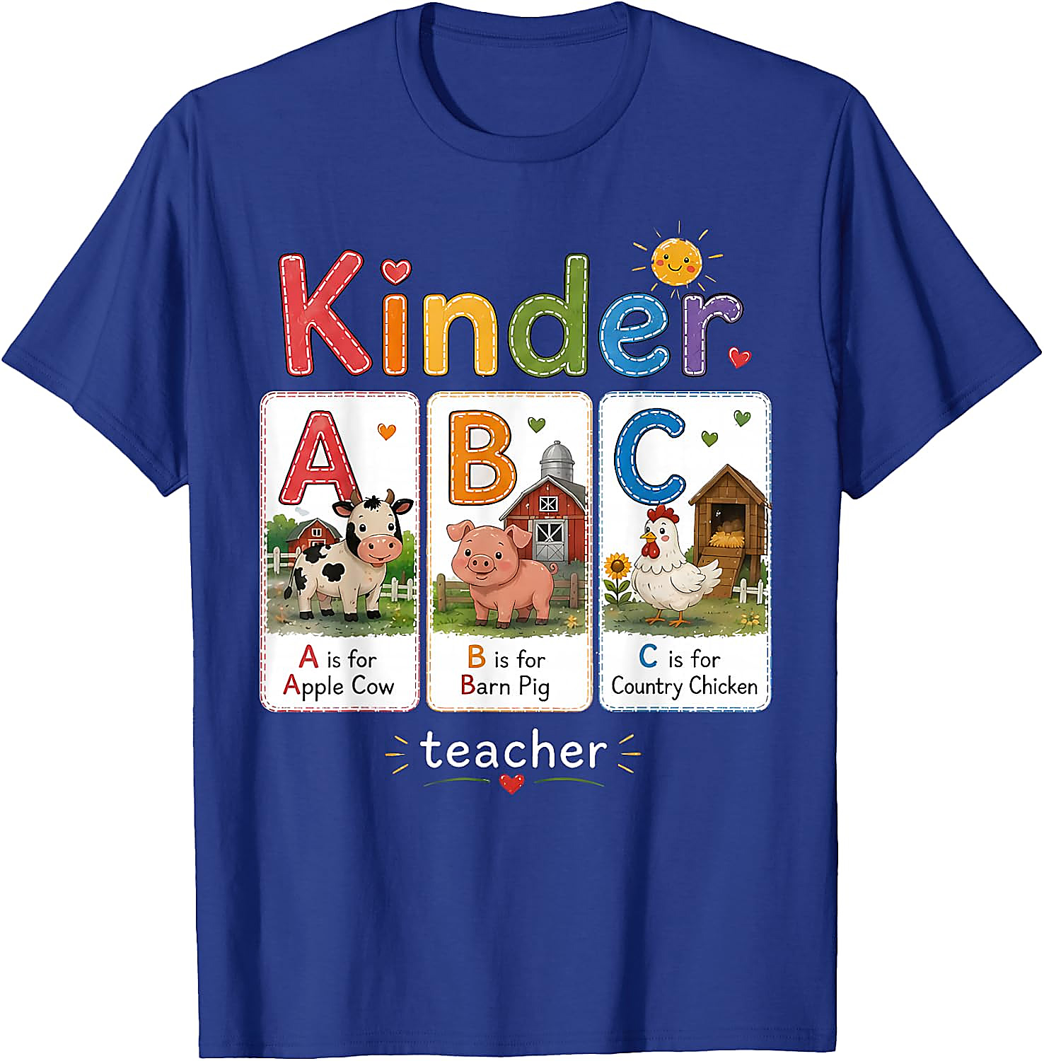 Kinder Teacher Farm Animal ABC T-Shirt | Back to School Tee