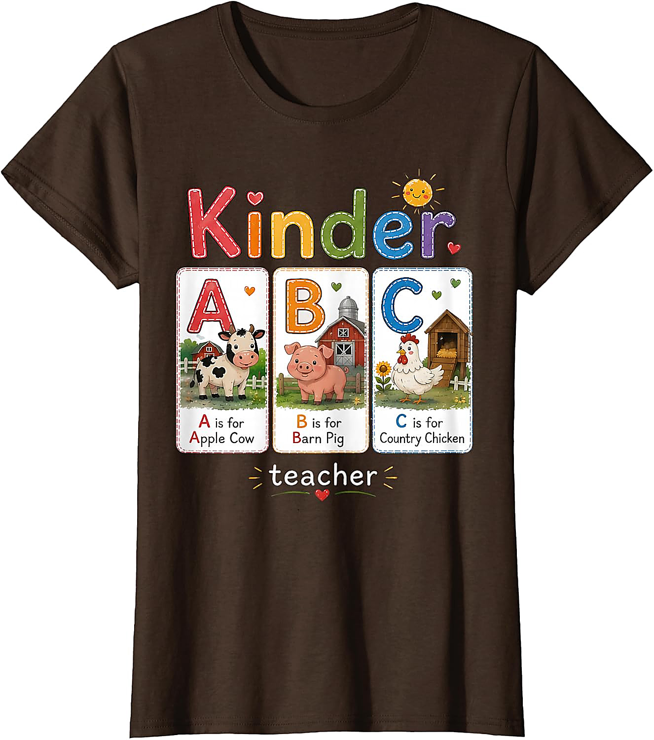 Kinder Teacher Farm Animal ABC T-Shirt | Back to School Tee