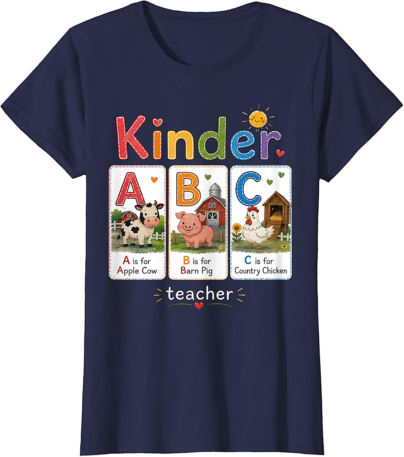 Kinder Teacher Farm Animal ABC T-Shirt | Back to School Tee