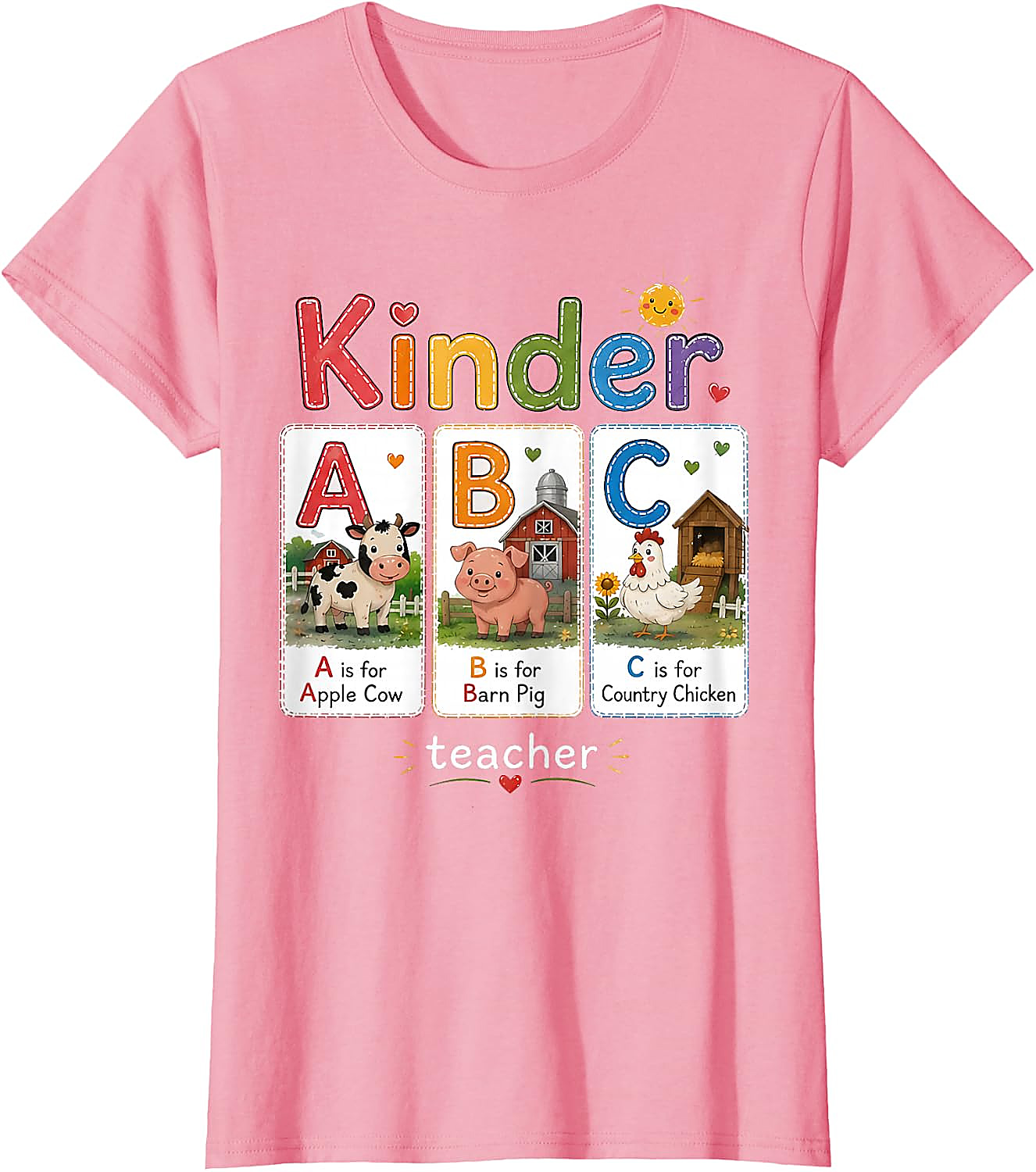 Kinder Teacher Farm Animal ABC T-Shirt | Back to School Tee