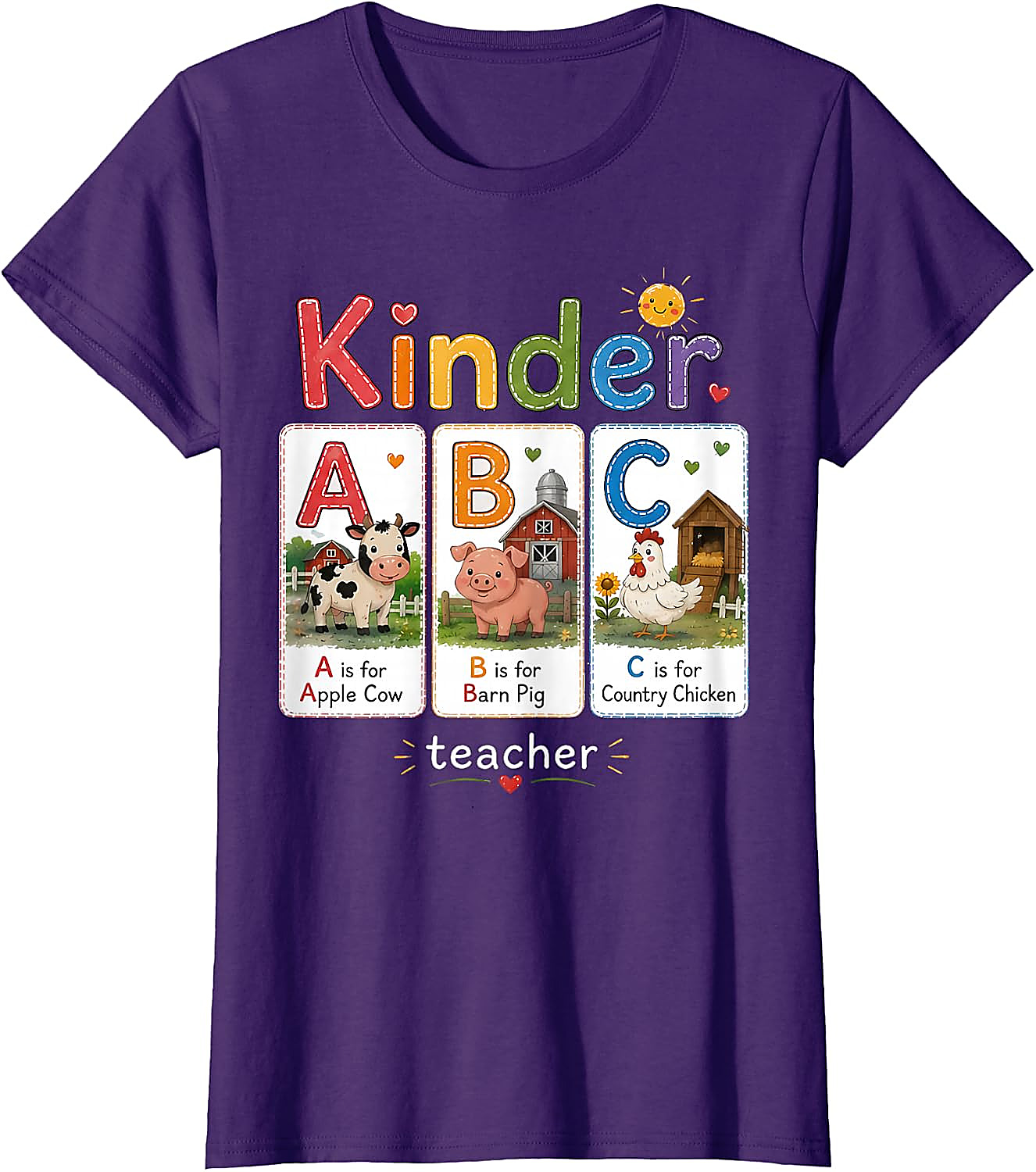 Kinder Teacher Farm Animal ABC T-Shirt | Back to School Tee