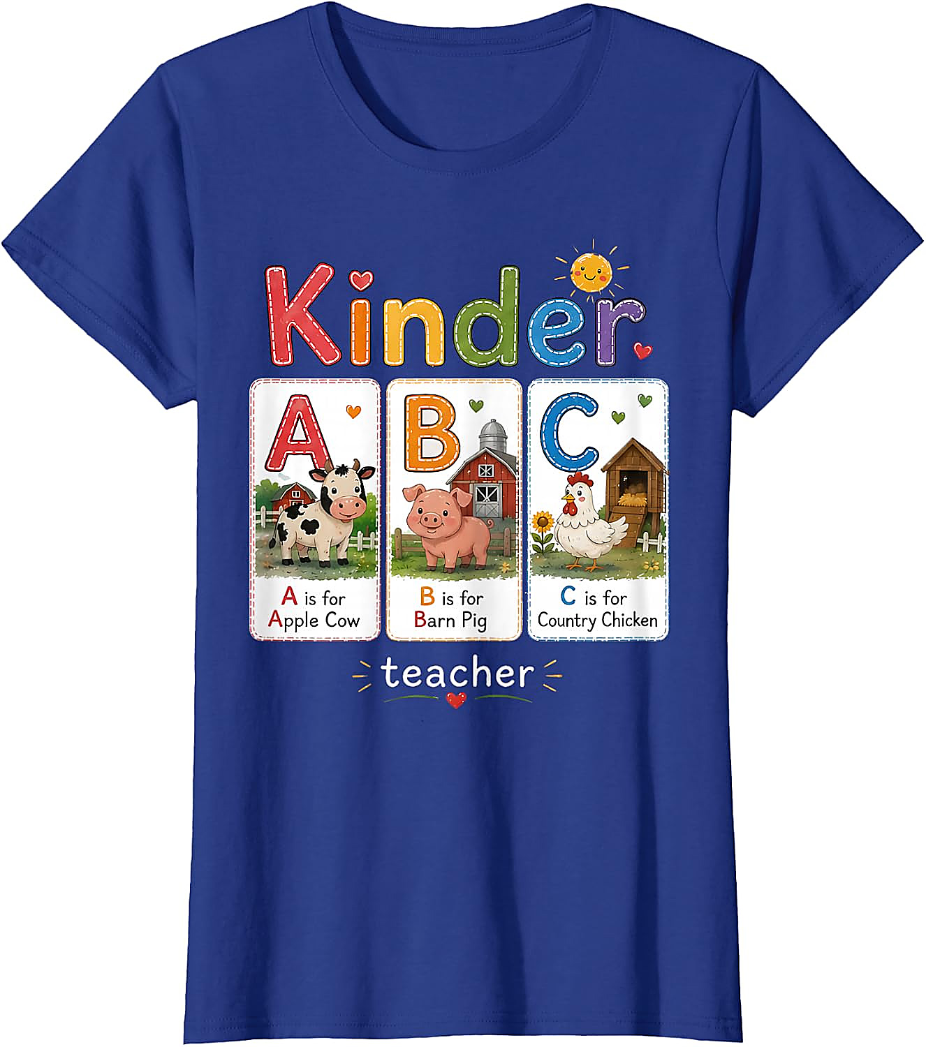 Kinder Teacher Farm Animal ABC T-Shirt | Back to School Tee