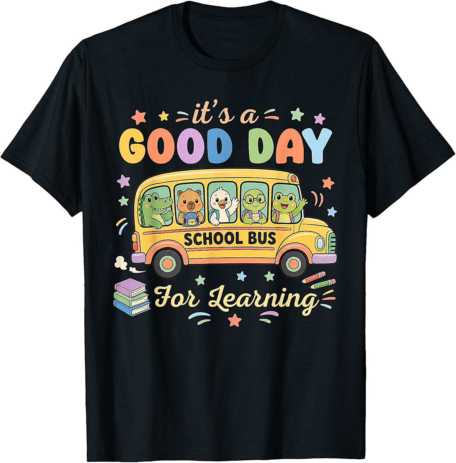 Good Day for Learning School Bus T-Shirt | Cute Animal Tee
