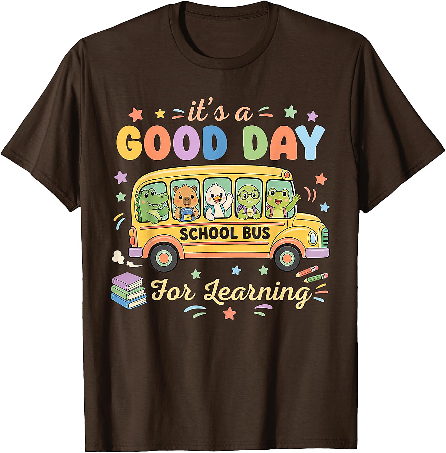 Good Day for Learning School Bus T-Shirt | Cute Animal Tee