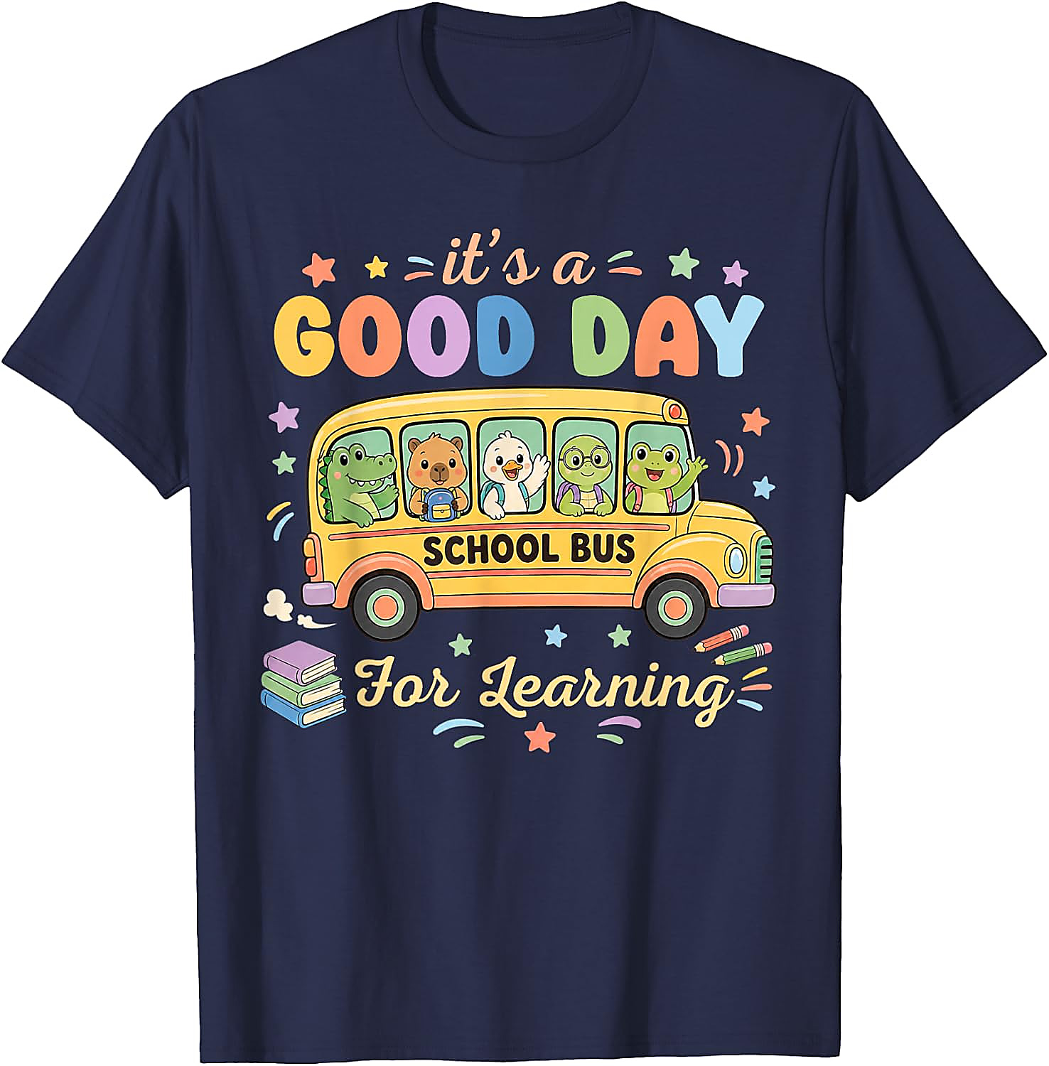 Good Day for Learning School Bus T-Shirt | Cute Animal Tee