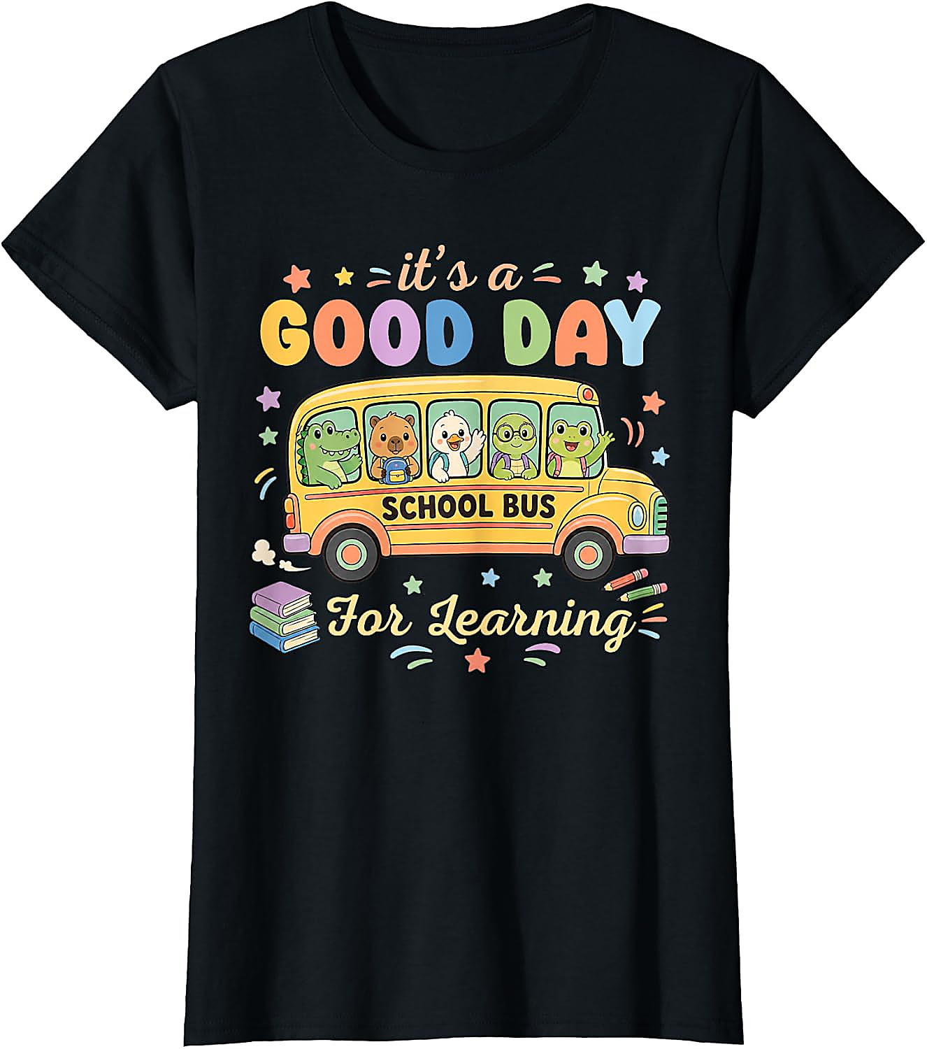 Good Day for Learning School Bus T-Shirt | Cute Animal Tee