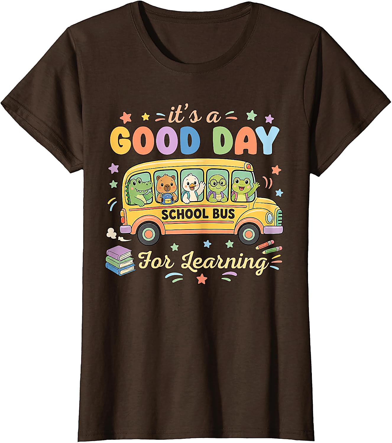 Good Day for Learning School Bus T-Shirt | Cute Animal Tee