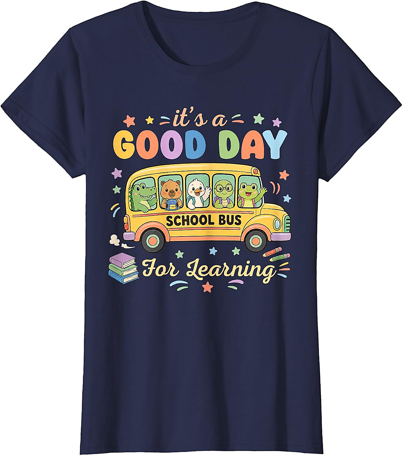 Good Day for Learning School Bus T-Shirt | Cute Animal Tee