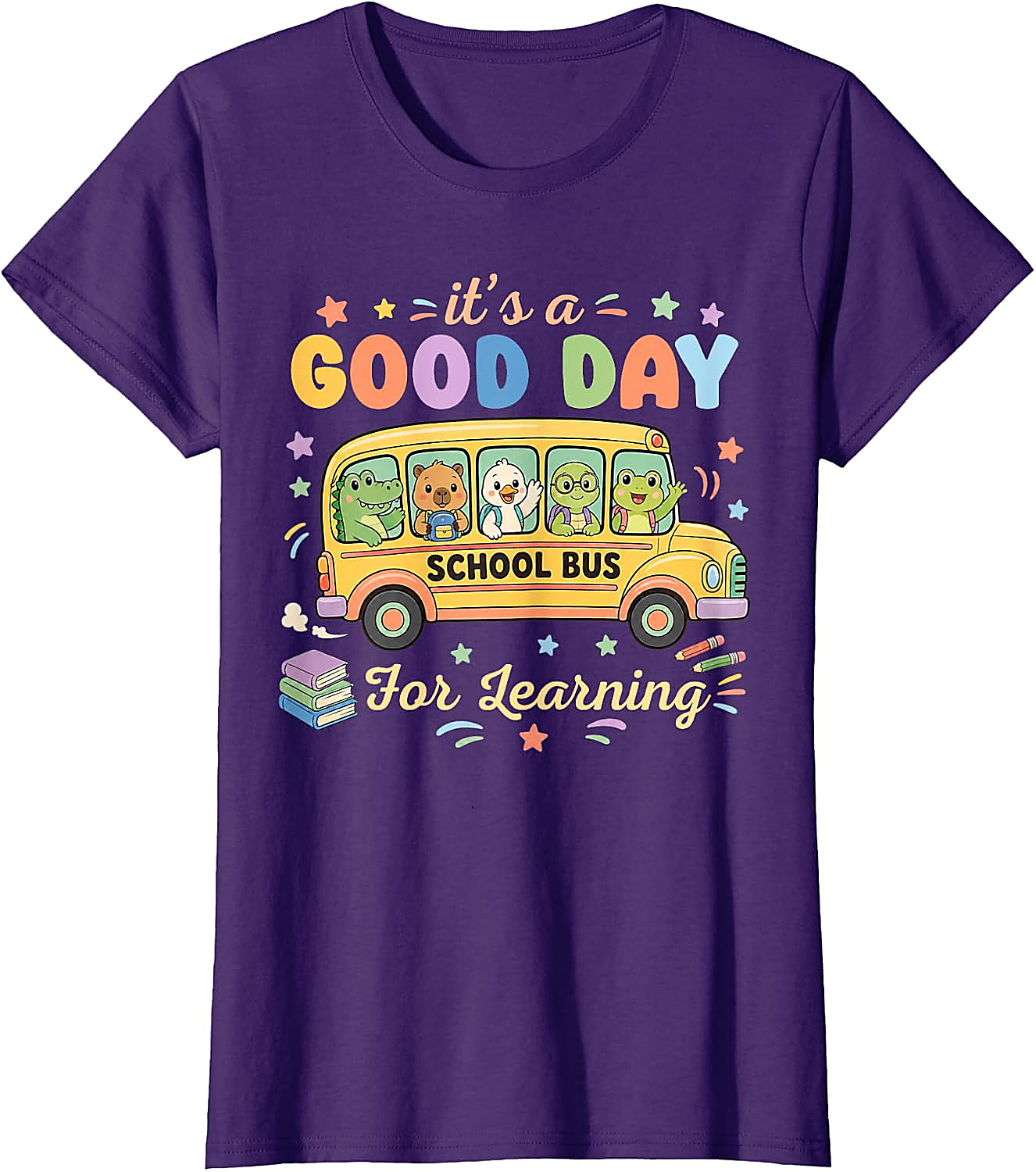 Good Day for Learning School Bus T-Shirt | Cute Animal Tee