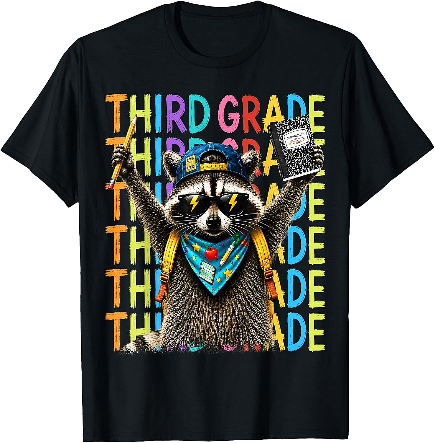 3rd Grade Raccoon Back to School T-Shirt - Funny Kids Tee