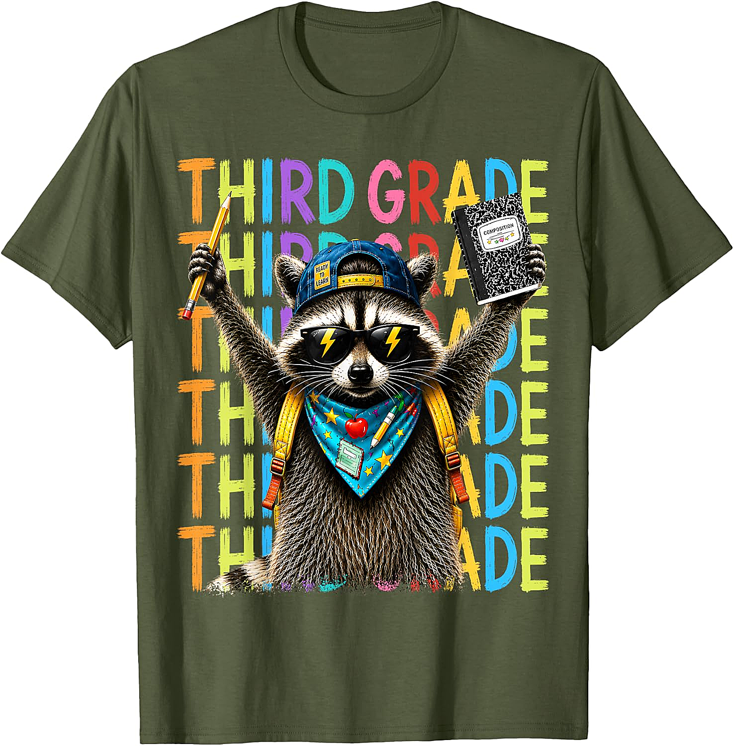 3rd Grade Raccoon Back to School T-Shirt - Funny Kids Tee