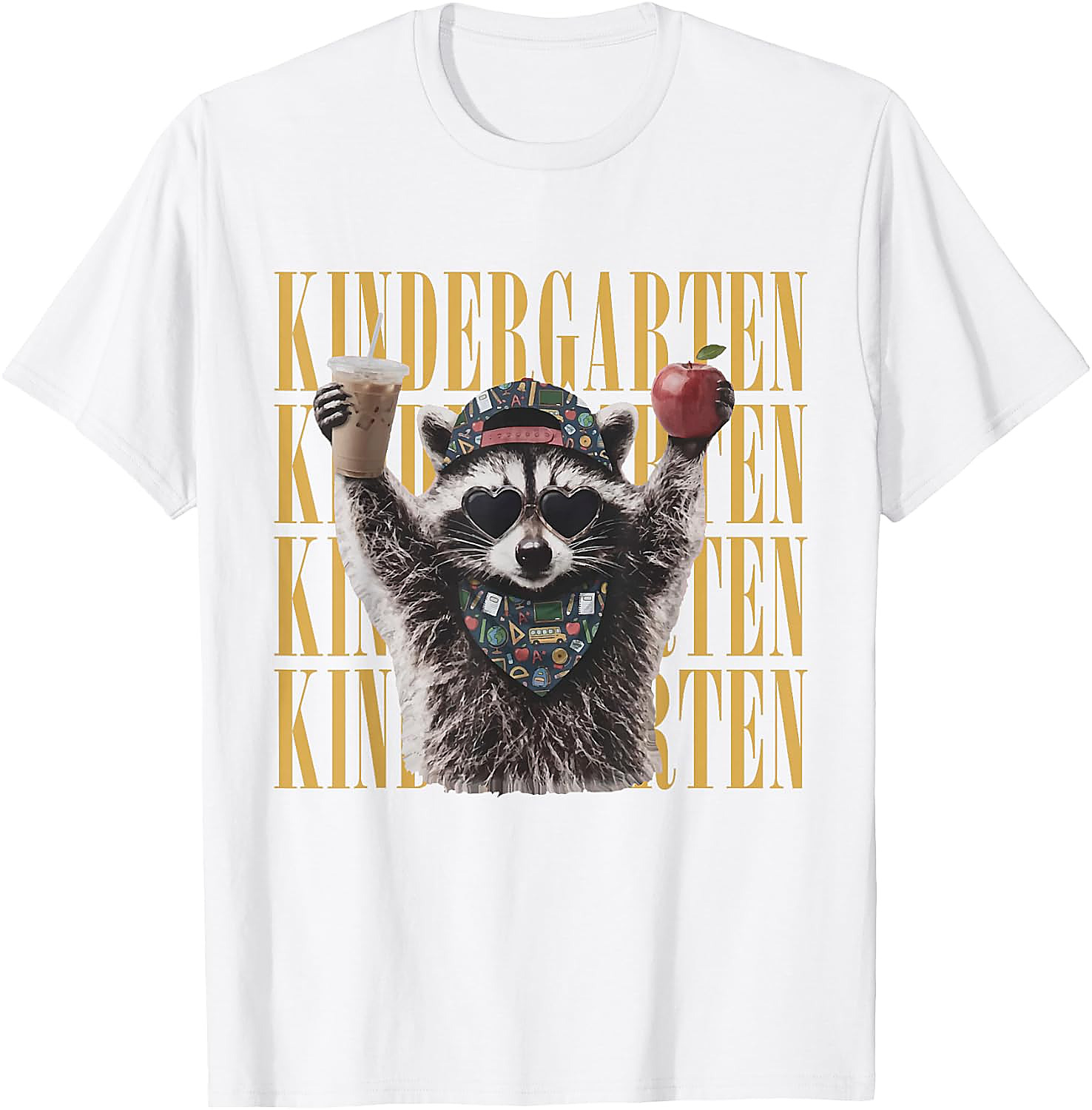 Funny Raccoon Teacher T-Shirt | Kindergarten Back to School