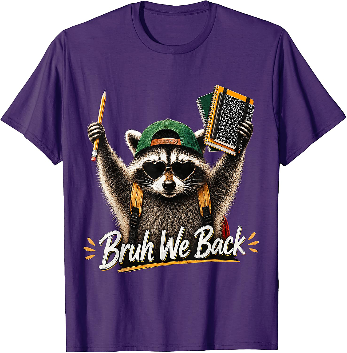 Bruh We Back Raccoon T-Shirt | Funny Back to School Tee