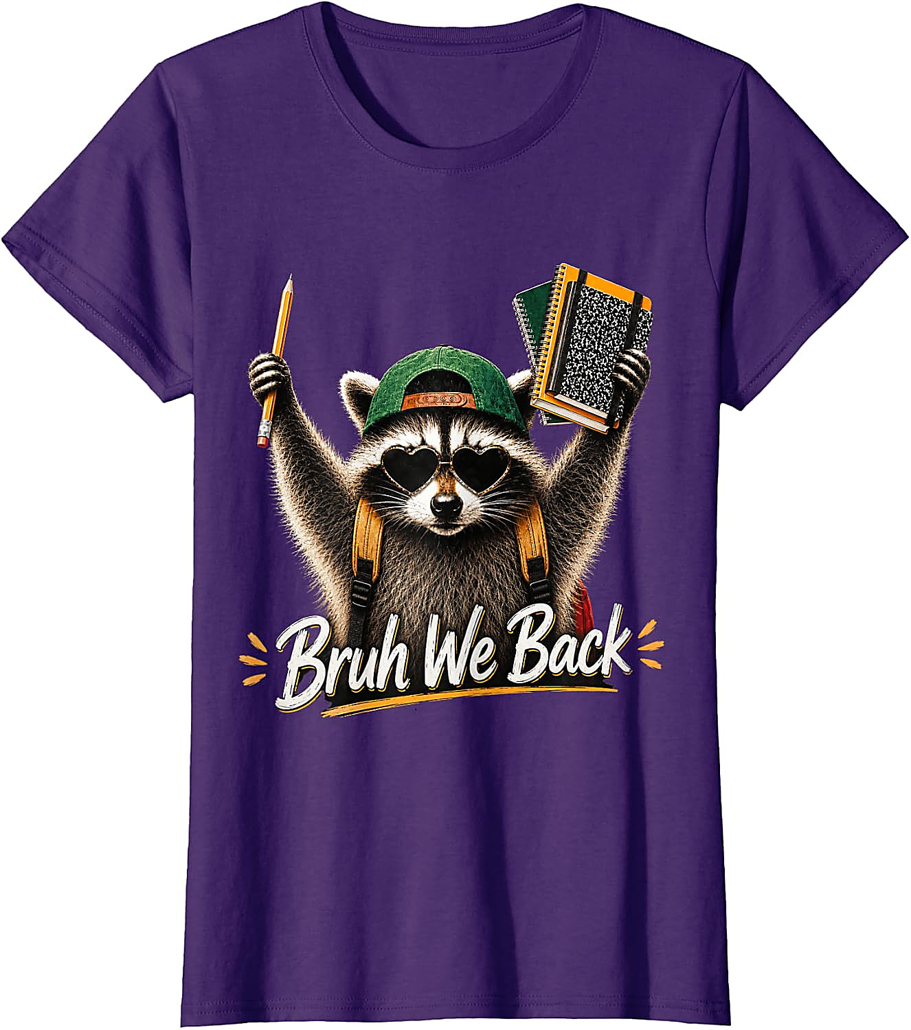 Bruh We Back Raccoon T-Shirt | Funny Back to School Tee