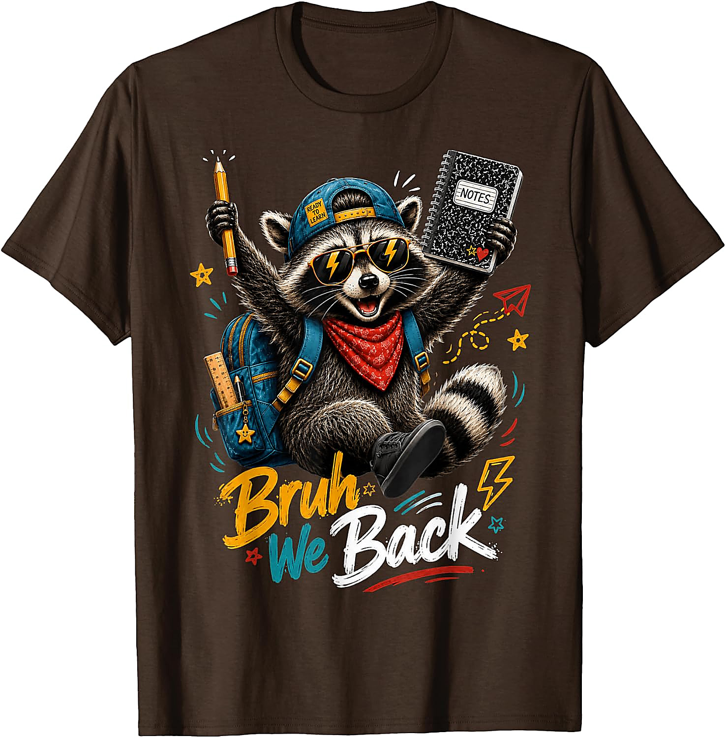 Bruh We Back Raccoon T-Shirt | Funny Back to School Tee