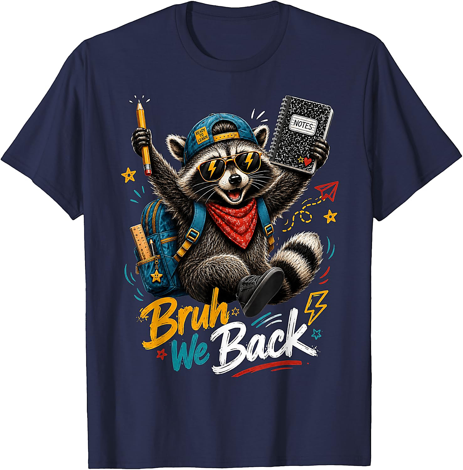 Bruh We Back Raccoon T-Shirt | Funny Back to School Tee
