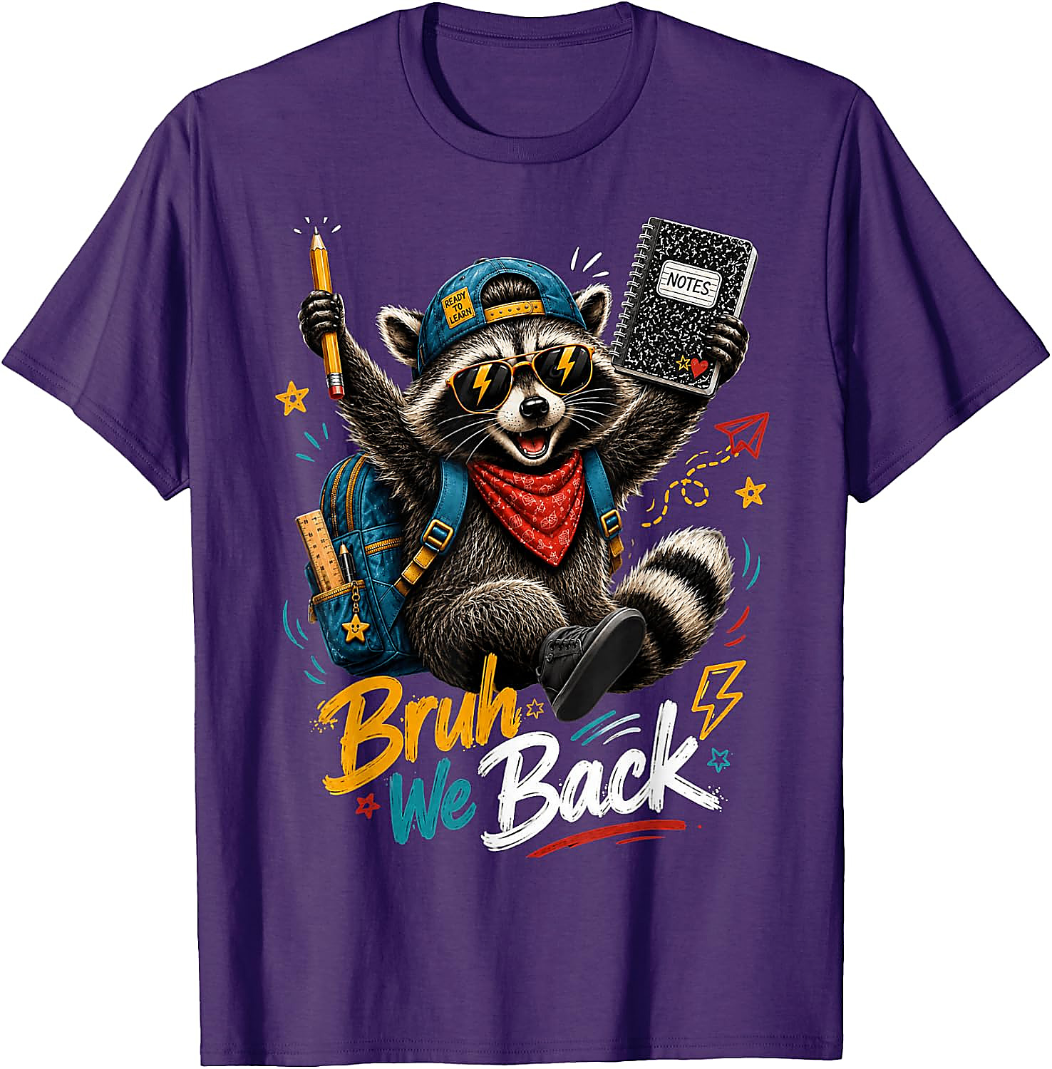 Bruh We Back Raccoon T-Shirt | Funny Back to School Tee